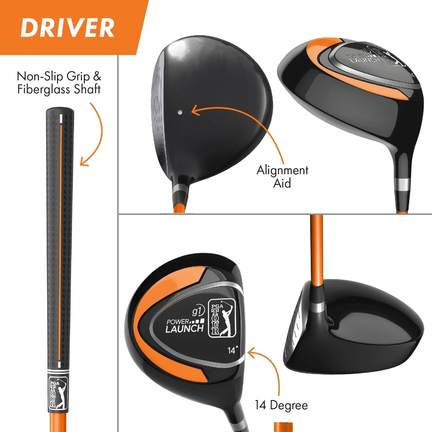 2026 New PGA Tour Right-Handed 10 Piece Kids Golf Club Stand Bag Set; Player Height 4'8 - 5'2", Ages 8-12 - Image 14
