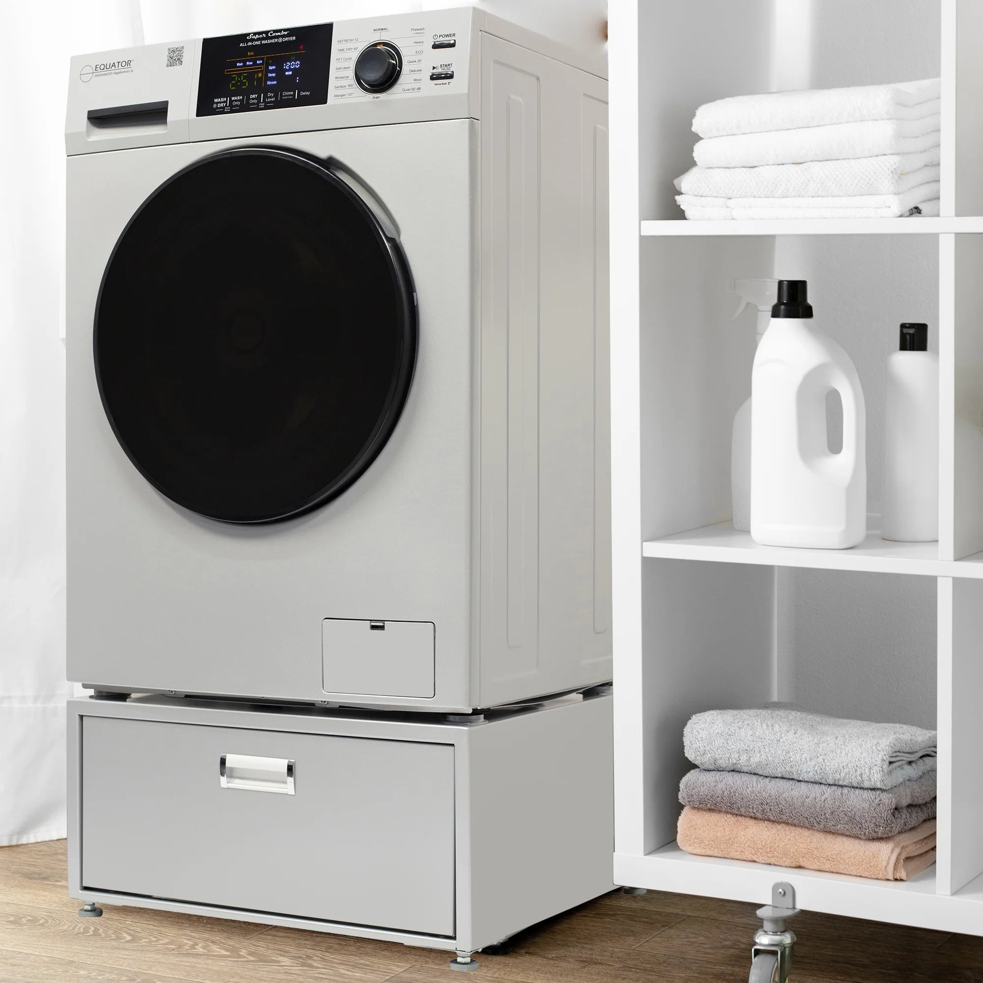 2026 New Equator All-in-One Washer Dryer VENTED-DRY 30% FASTER than Condense 15lb 110V with pedestal, Adjustable legs and Sanitize Cycle - Image 4