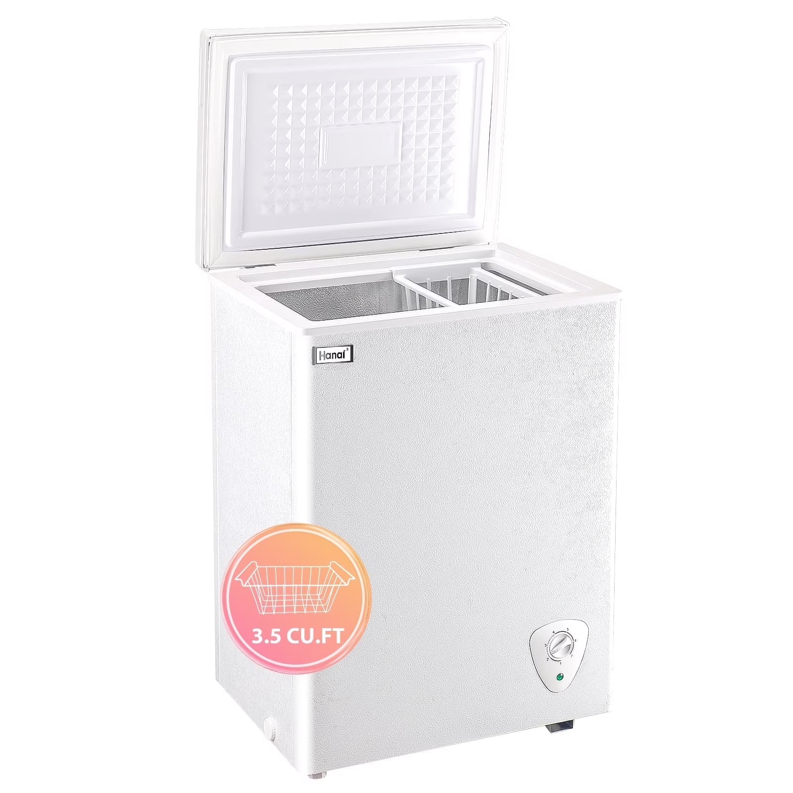 2026 New WANAI Chest Freezer 3.5 Cu Ft,Small Chest Freezer,Upright Single Door Refrigerator,White