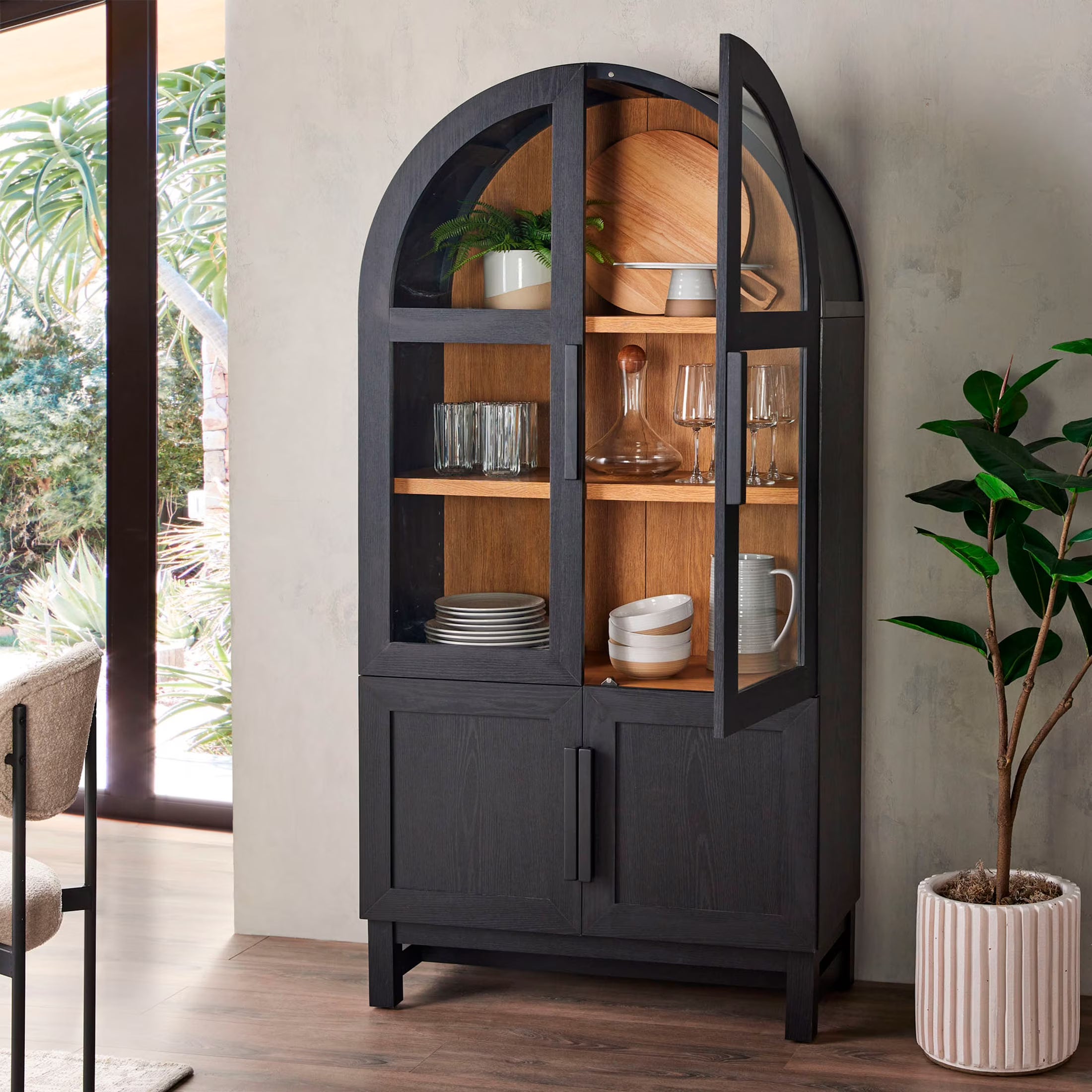 2026 New Better Homes & Gardens Juliet Kitchen Rounded Arch Cabinet, Rich Black