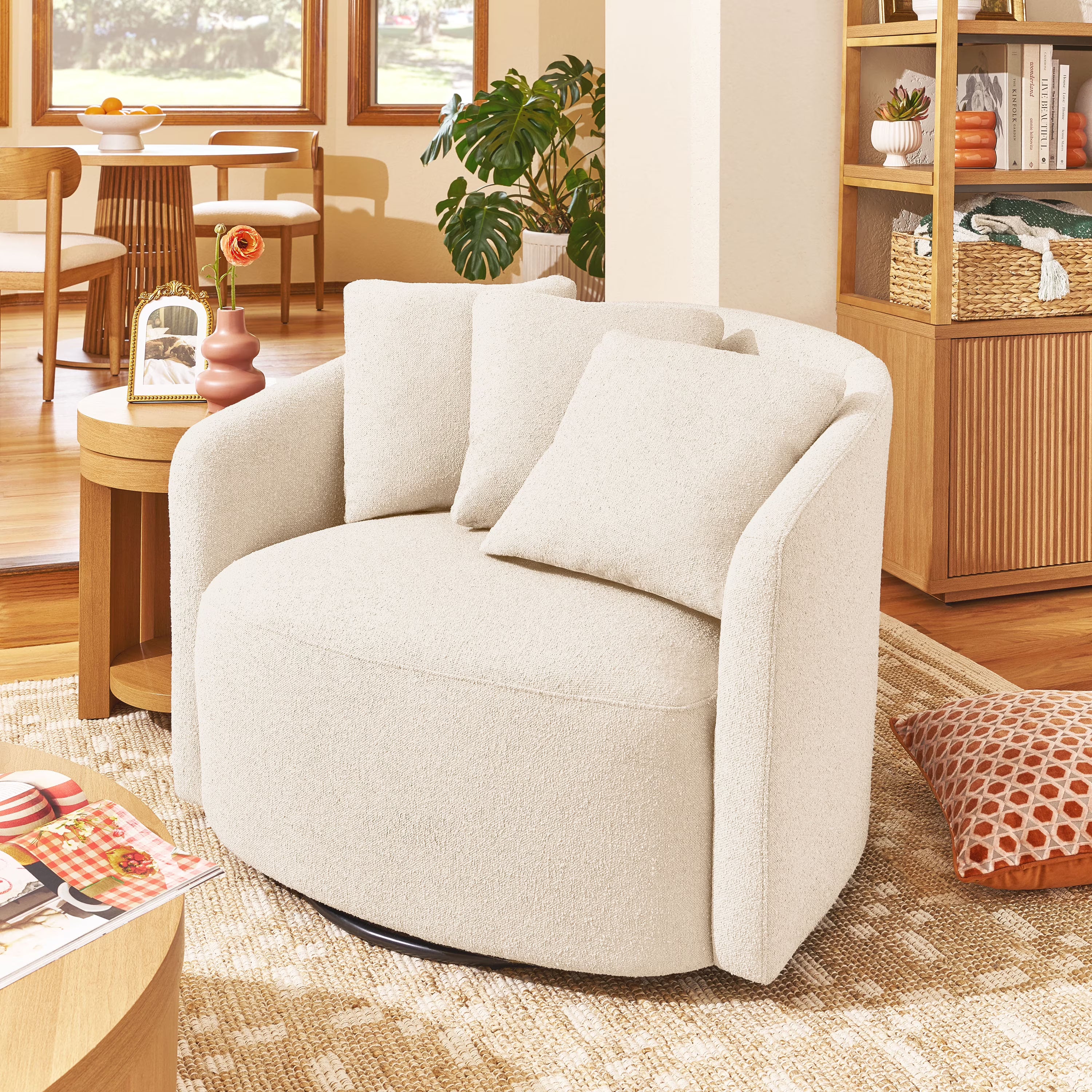 2026 New Beautiful Drew Accent Chair by Drew Barrymore, Cream Boucle