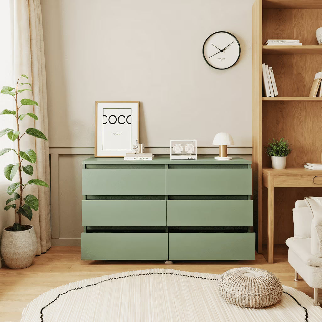 2026 New Kadyn Modern 6 Drawer Dresser Wood Cabinet,Dresser for Bedroom, Kitchen Storage Cabinet with Drawers, Chest of Drawers(Black) - Image 7