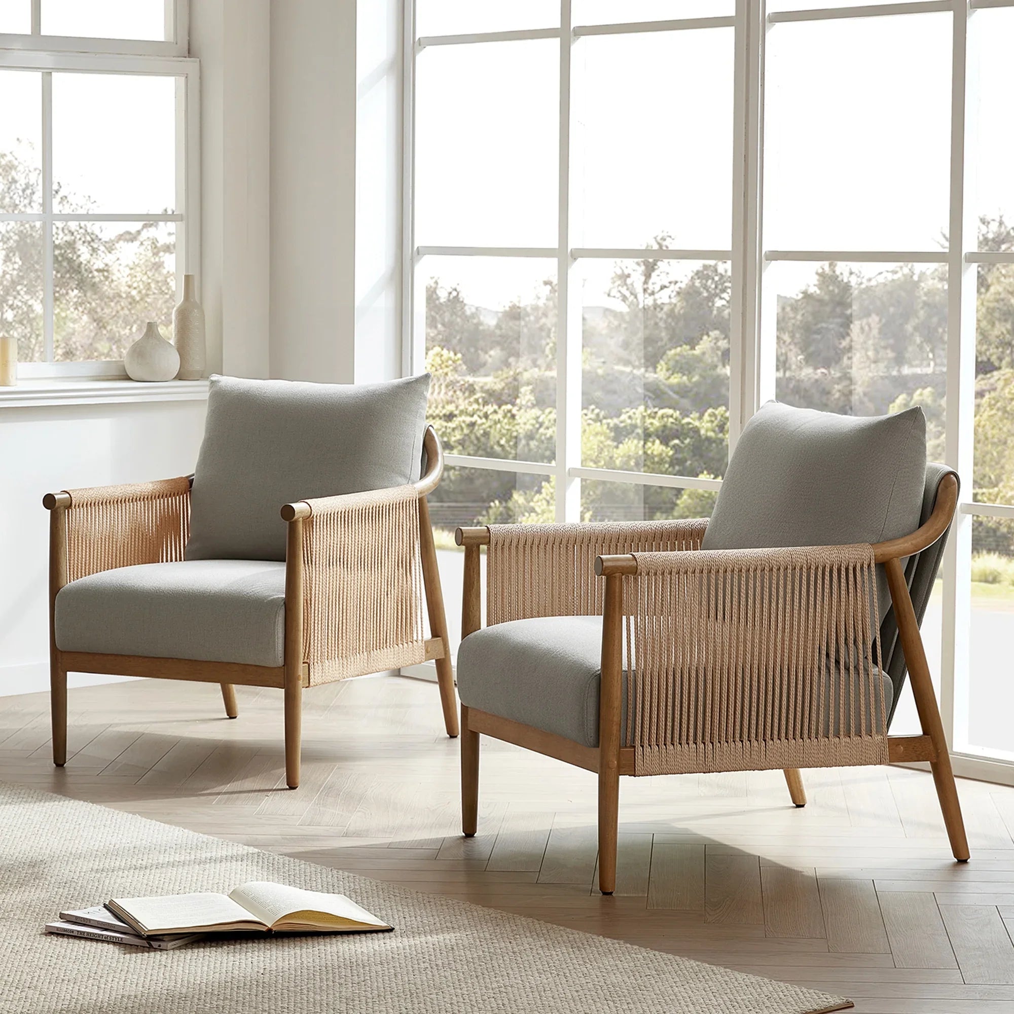 2026 New CHITA Modern Accent Chair, Braid Armchair Living Room Chair, Cream - Image 18