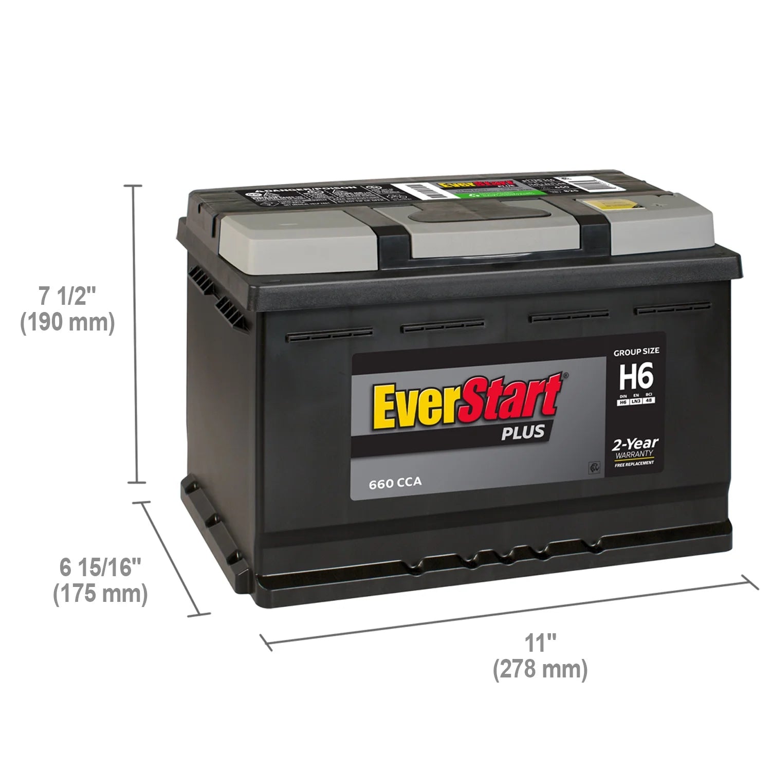 2026 New EverStart Plus Lead Acid Automotive Battery, Group Size H6 / LN3 / 48 12 Volt, 660 CCA - Image 5