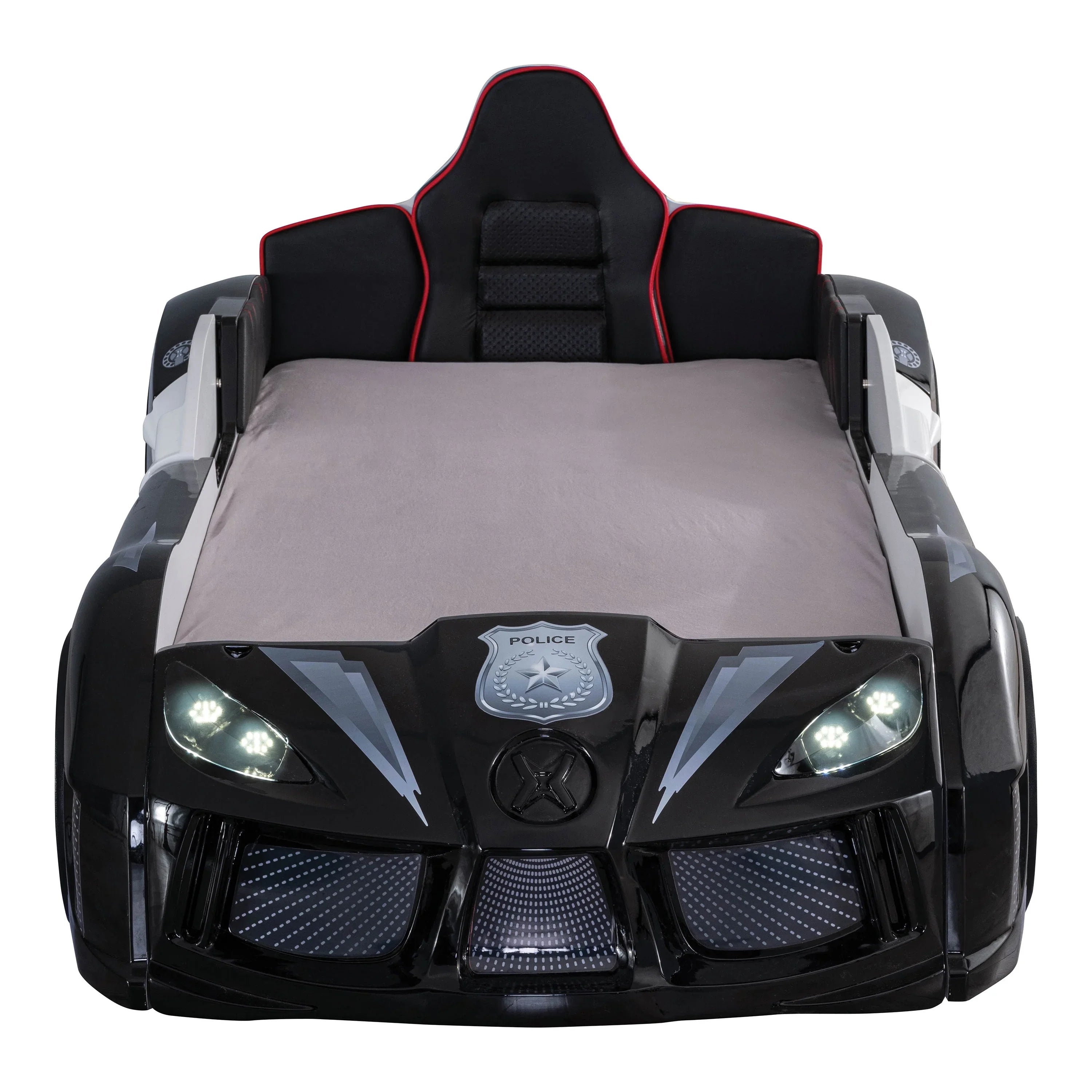 2026 New Furniture of America Dash Kids Plastic Twin Race Car Bed with LED and Sound, White - Image 29