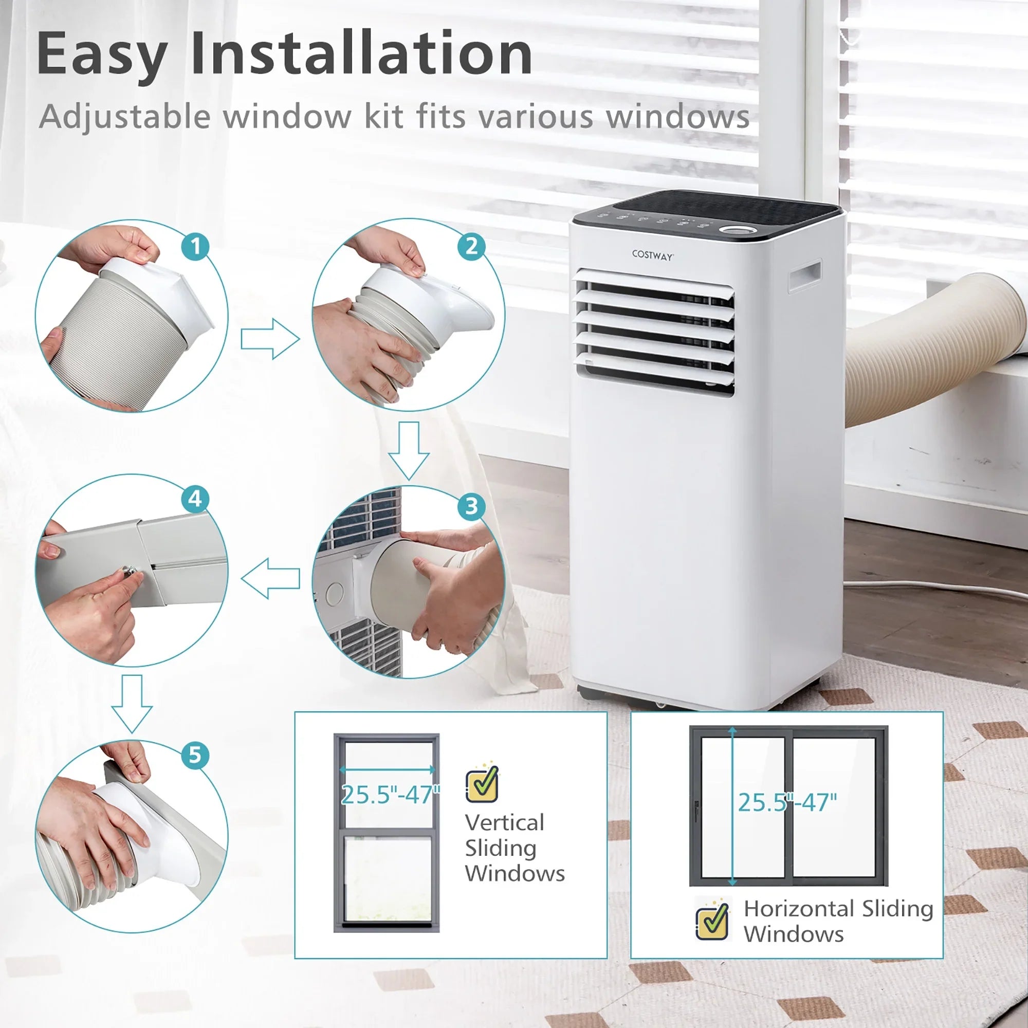 2026 New Costway 10000 BTU Portable Air Conditioner 3-in-1 Air Cooler with Fan Dehum Sleep Mode - Image 9