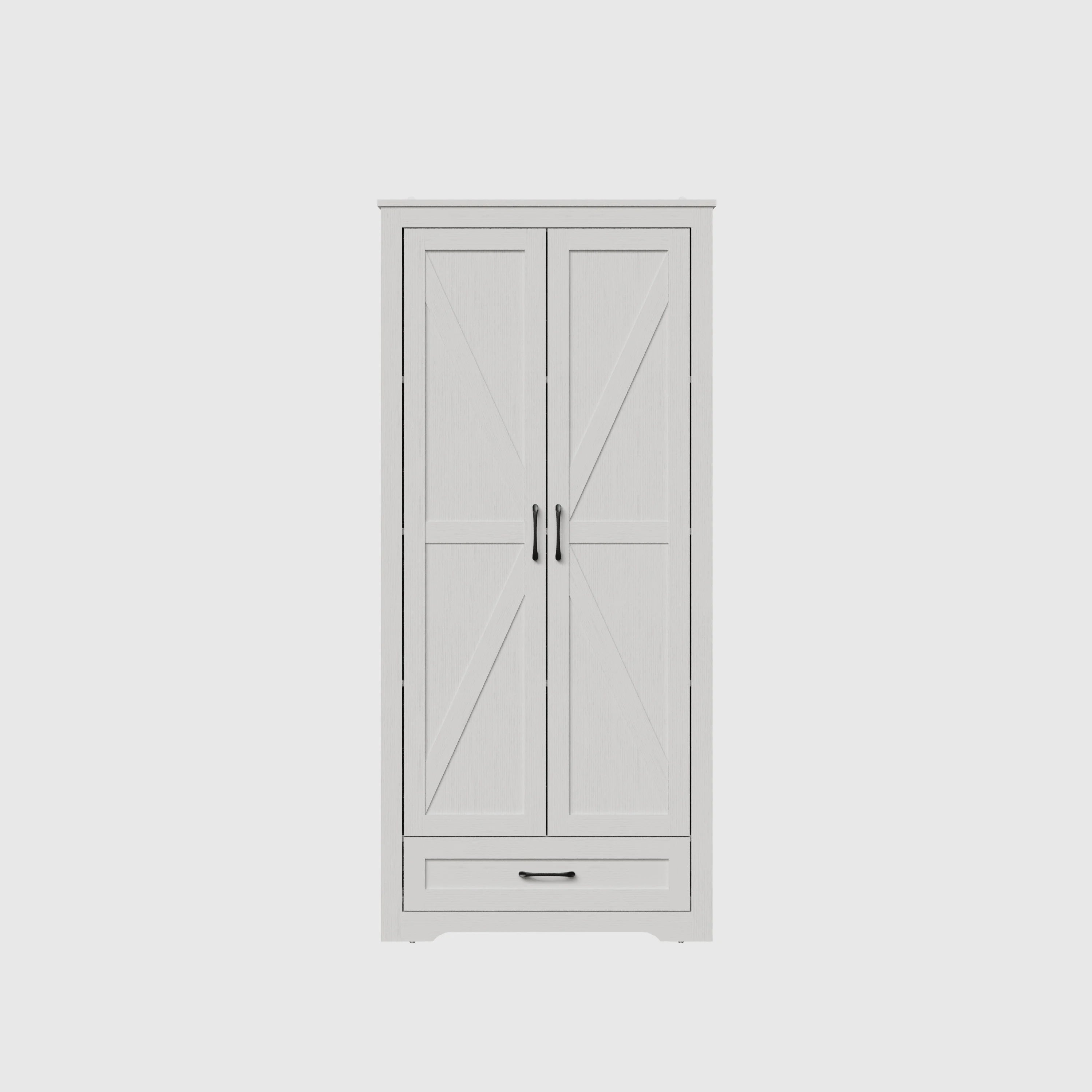 2026 New YouTrend 69" Tall Kitchen Pantry,Farmhouse Storage Cabinet with 2 Barn Doors 4 Adjustable Shelves and Large Drawer for Dining Room,Living Room,Bathroom,White - Image 11