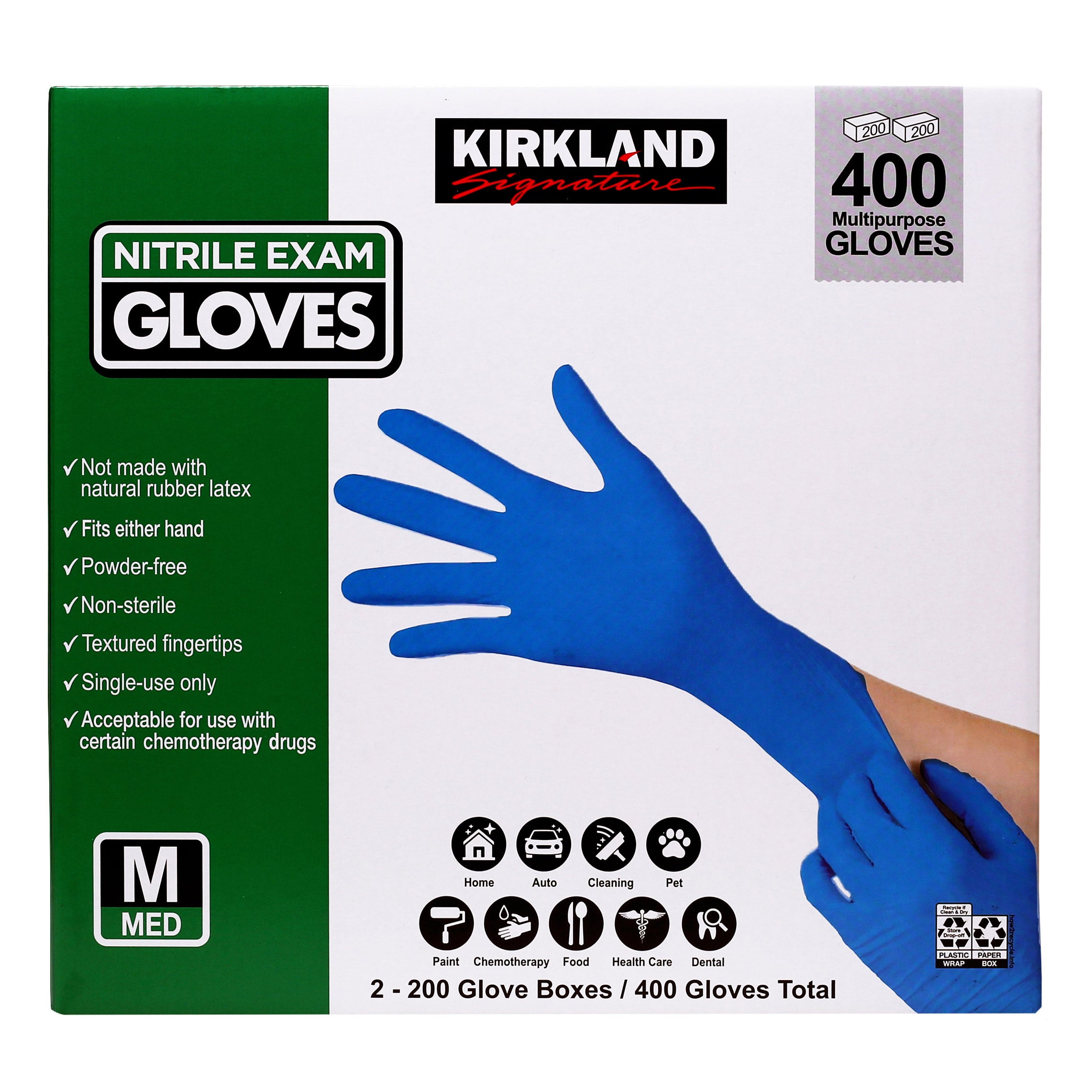 2026 New Kirkland Signature Nitrile Exam Gloves, 400-count, Size Medium