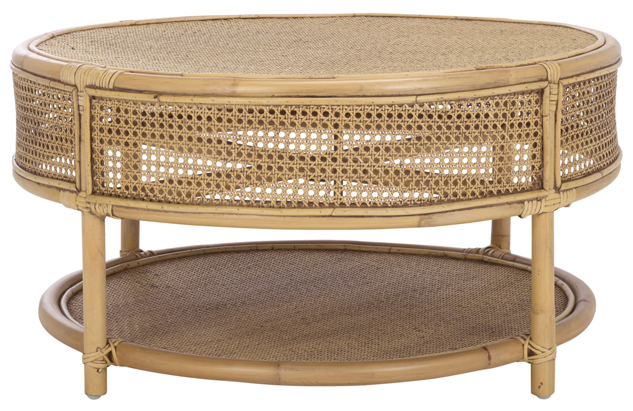 2026 New SAFAVIEH Modern Round Rattan Coffee Table, Natural - Image 2