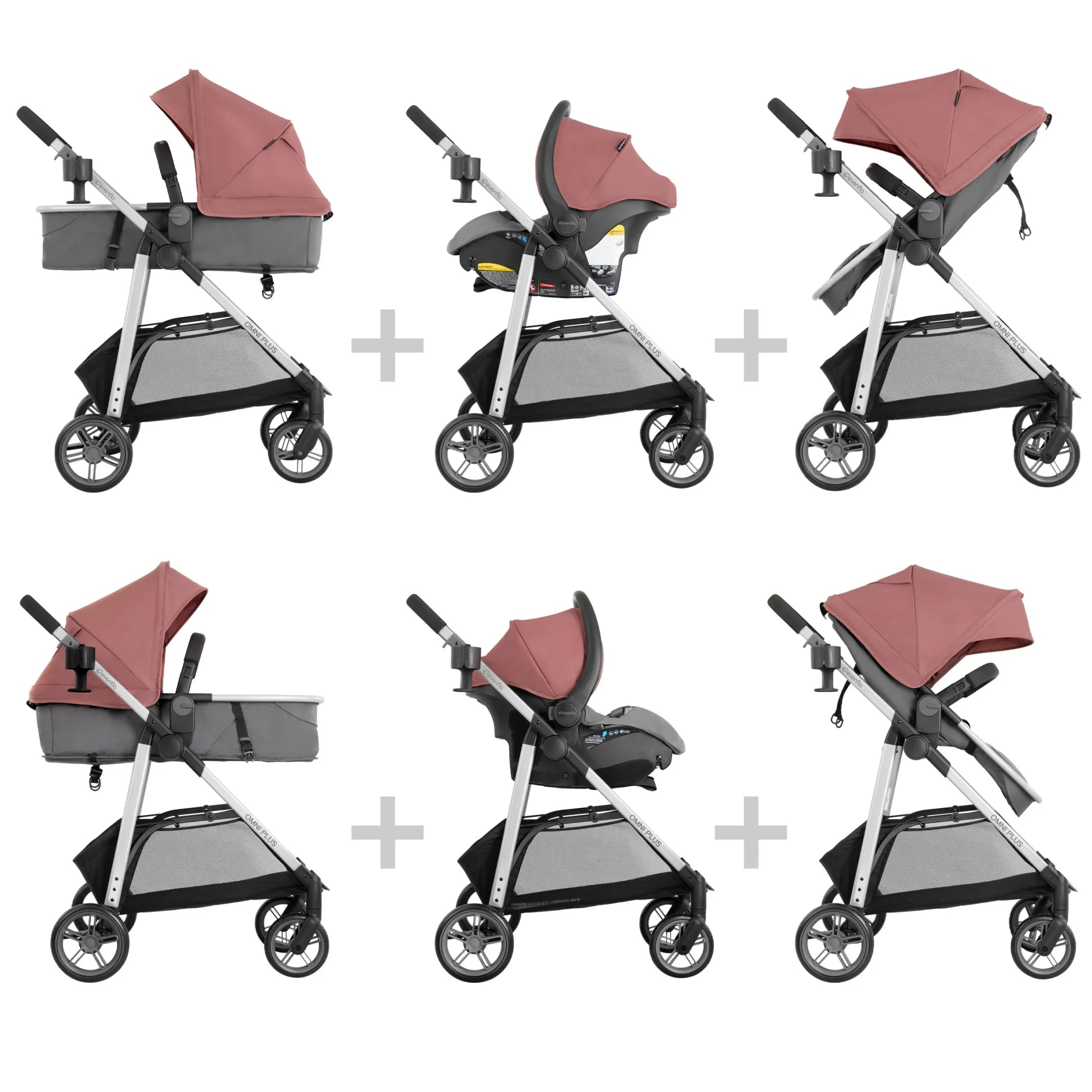 2026 New Evenflo Omni Plus Modular Travel System with LiteMax Sport Infant Car Seat, Mylar Gray, Unisex - Image 68