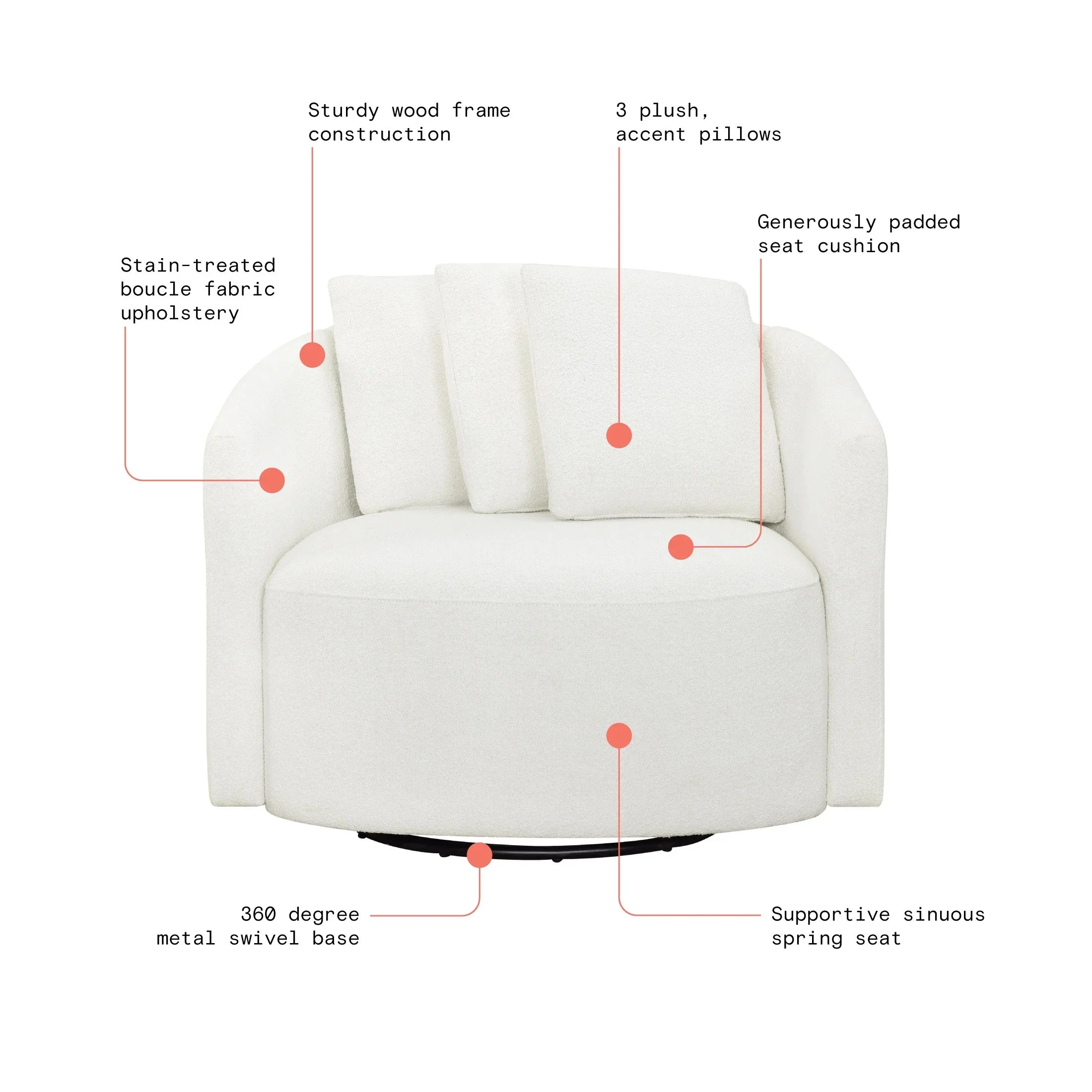 2026 New Beautiful Drew Accent Chair by Drew Barrymore, Cream Boucle - Image 9