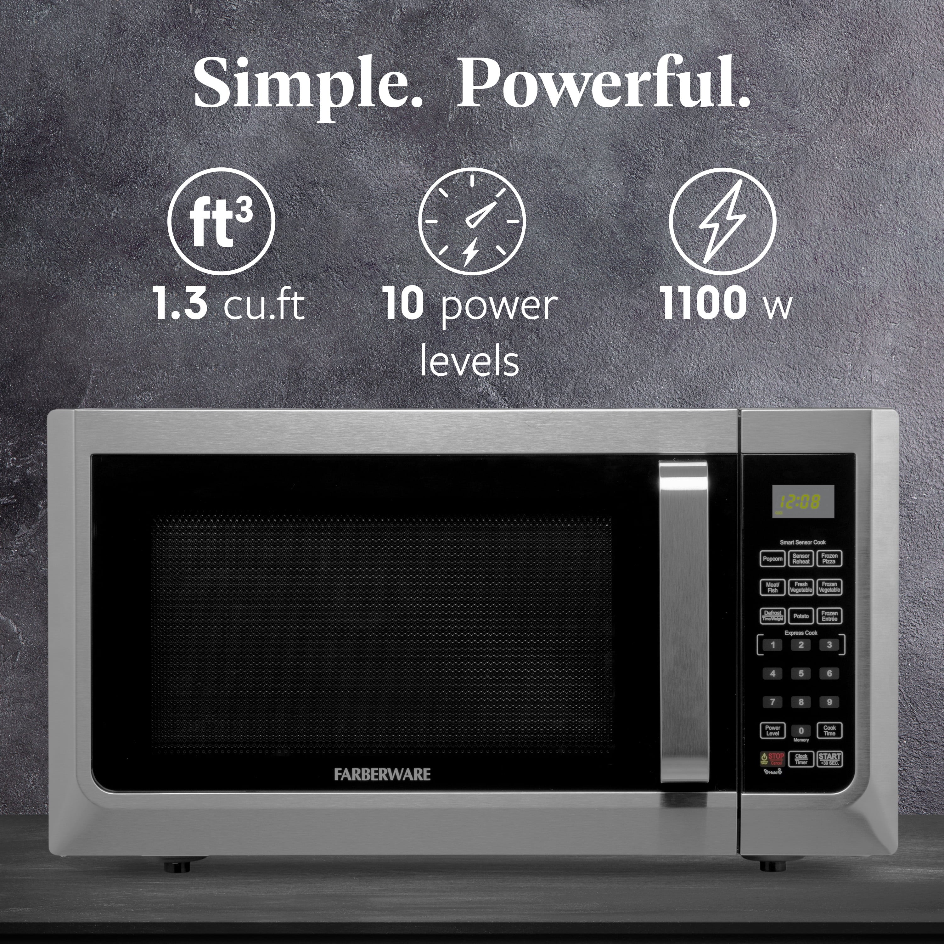 2026 New Farberware Countertop Microwave Ov 1100 Watts, 2.2 cu ft - Smart Sensor With LED Lighting and Child Lock - Perfect for Apartments and Dorms - Easy Clean Black Interior, Stainless Steel - Image 24