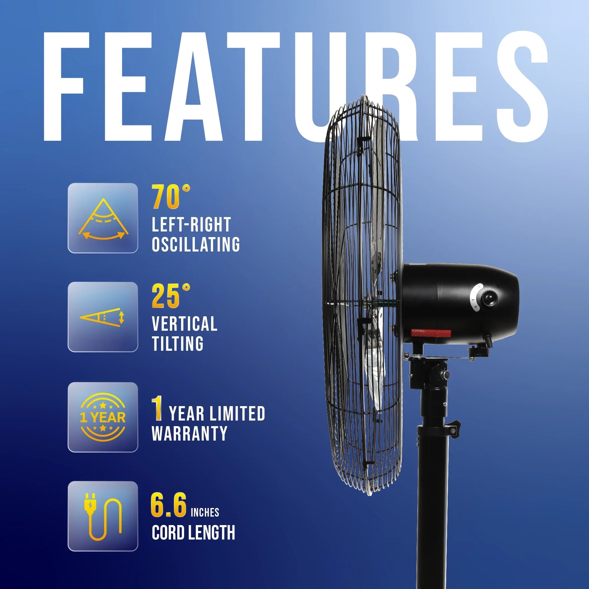 2026 New Tornado - 20 Inch High Velocity Metal Oscillating Pedestal Fan - Commercial, Industrial Use Water-Resistant - Image 25