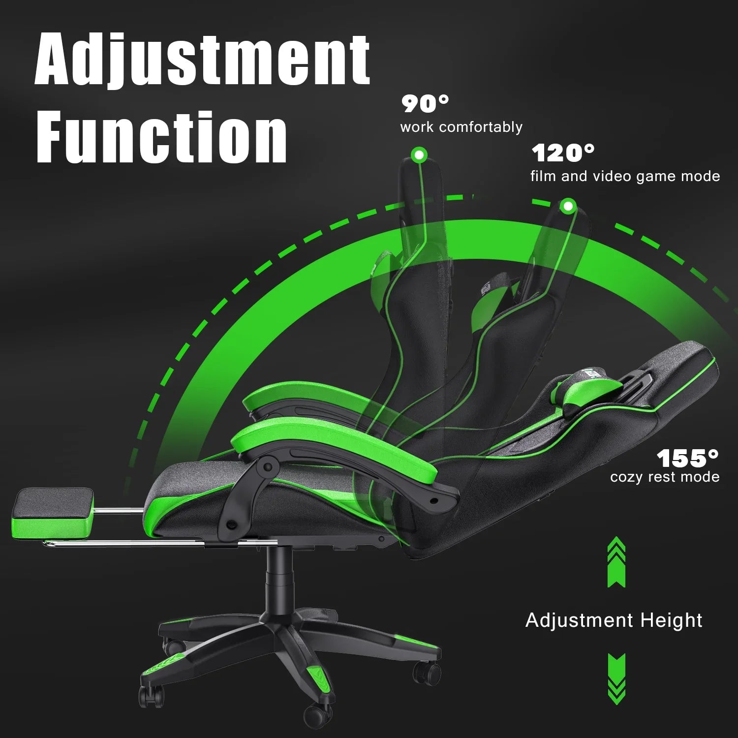 2026 New Bigzzia Gaming Chair Office Chair, Ergonomic Game Chair with Height Adjustable Headrest and Lumbar Support for Adults Teens, Black & White - Image 94