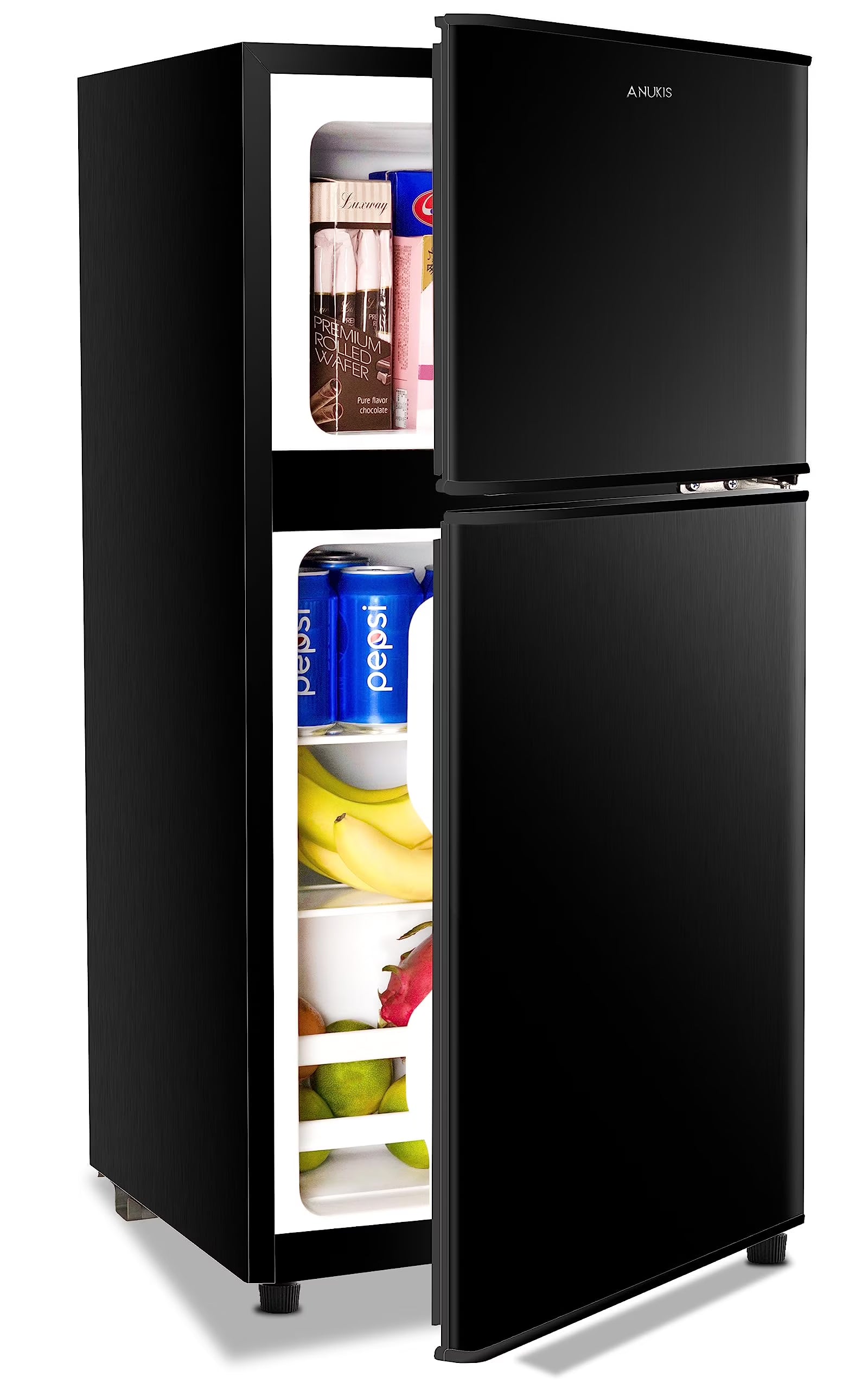 2026 New Harper & Bright Designs Double Door Mini Fridge with Freezer, 3.2 Cu.Ft Compact Refrigerator with Adjustable Shelf, Adjustable Thermostat and Reversible Door for Bedroom, Dorm, Home Office, White - Image 7