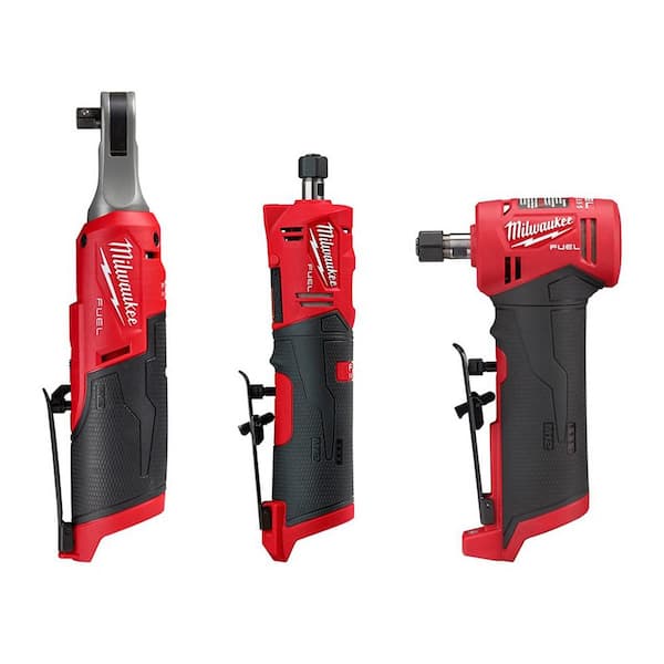 2026 New M12 FUEL 12V Lithium-Ion High Speed 3/8 in. Ratchet w/ (1) 1/4 in. Right Angle and (1) 1/4 in. Straight Die Grinder