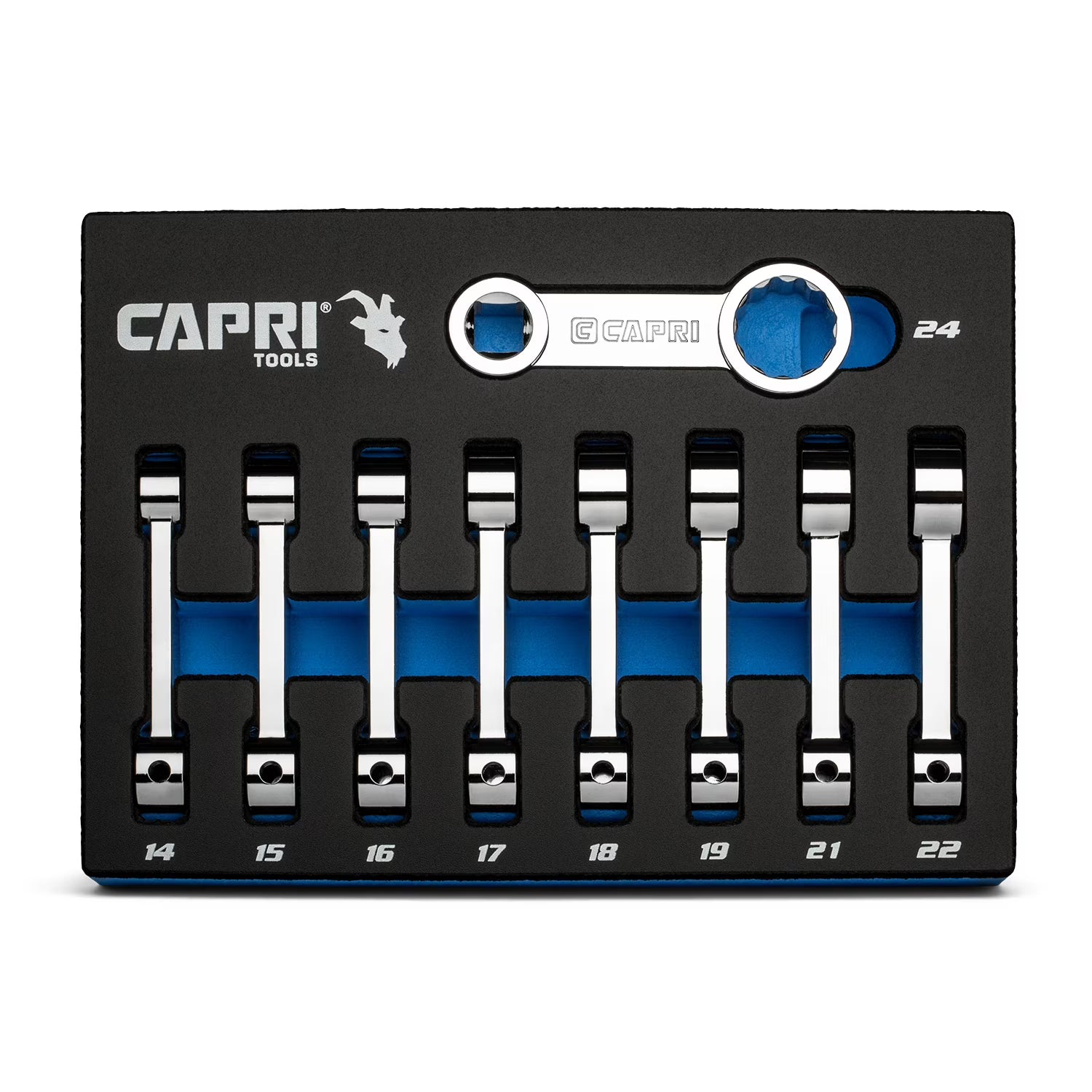 2026 New Capri Tools 1/2 in. Drive Torque Adapter Set, 12-Point Box End, 14 to 24 mm, Metric, 9-Piece with Mechanic's Tray