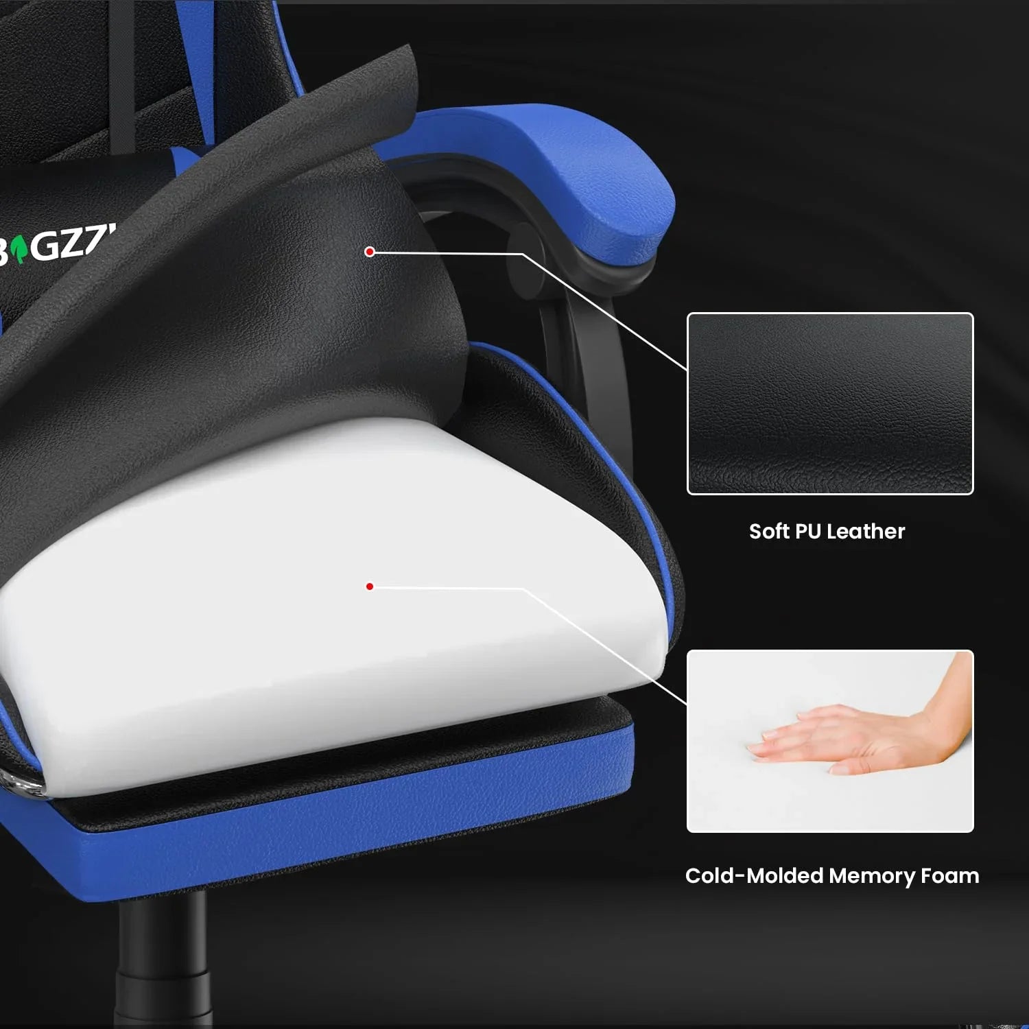 2026 New Bigzzia Gaming Chair Office Chair, Ergonomic Game Chair with Height Adjustable Headrest and Lumbar Support for Adults Teens, Black & White - Image 29