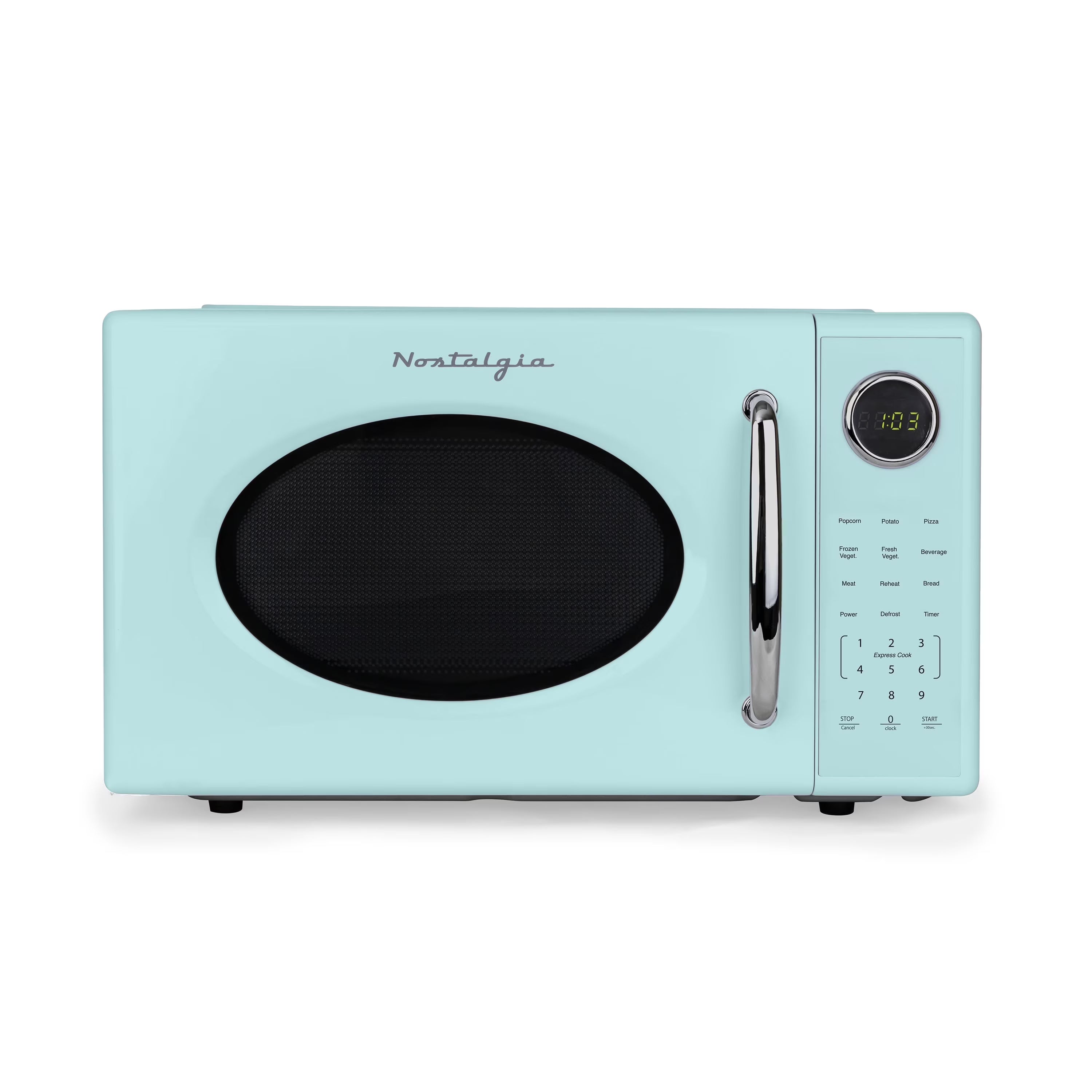 2026 New Nostalgia Retro Microwave Oven - 1.1 Cu Ft & 1000-Watt Countertop Size with Glass Turntable, Child Safety Lock, 8 Auto-Cook Programs & Digital Clock - Black - Image 9