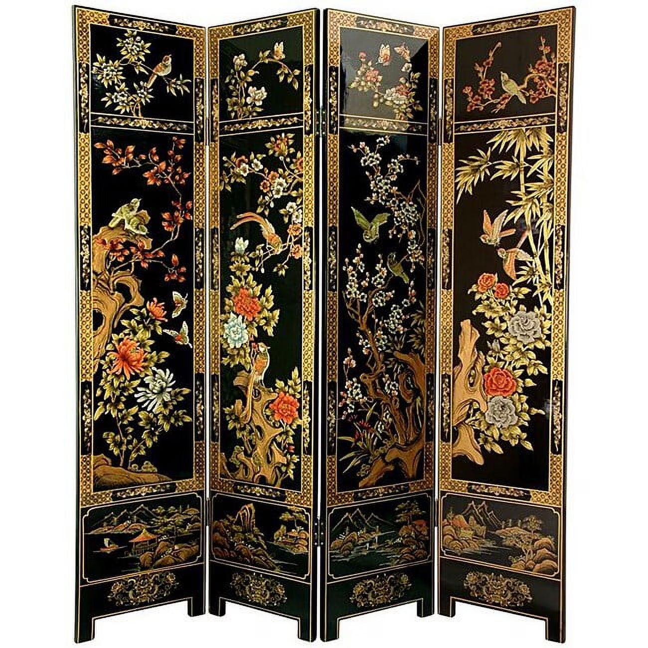 2026 New Handmade Wooden 6-foot Four Seasons Flowers Room Divider (China)