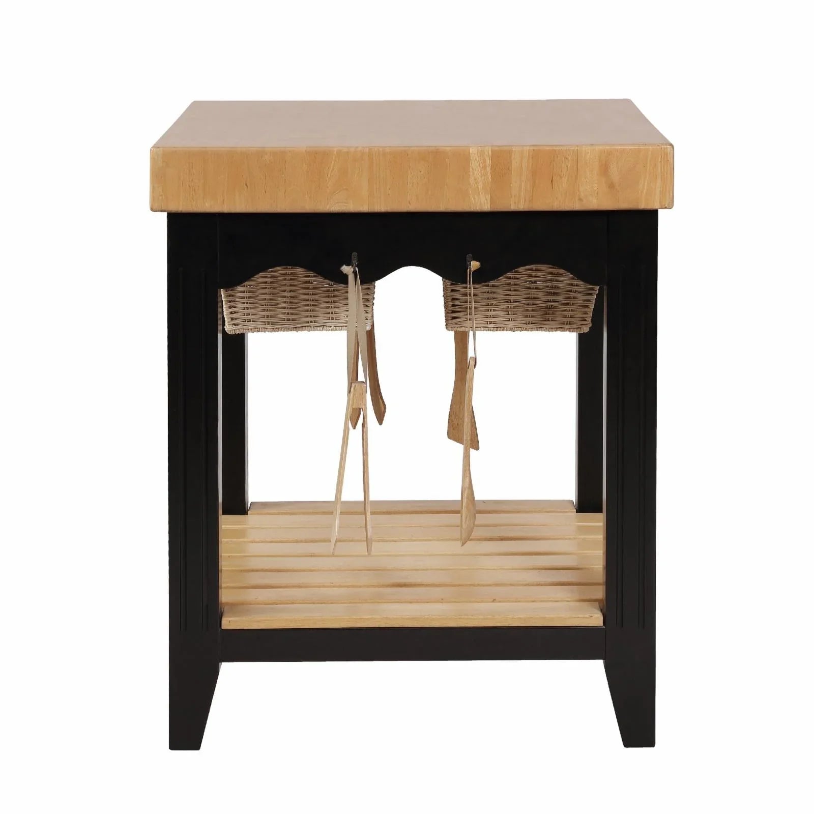 2026 New Kolton Square Kitchen Island, Black and Natural with Butcher Block Top - Image 6