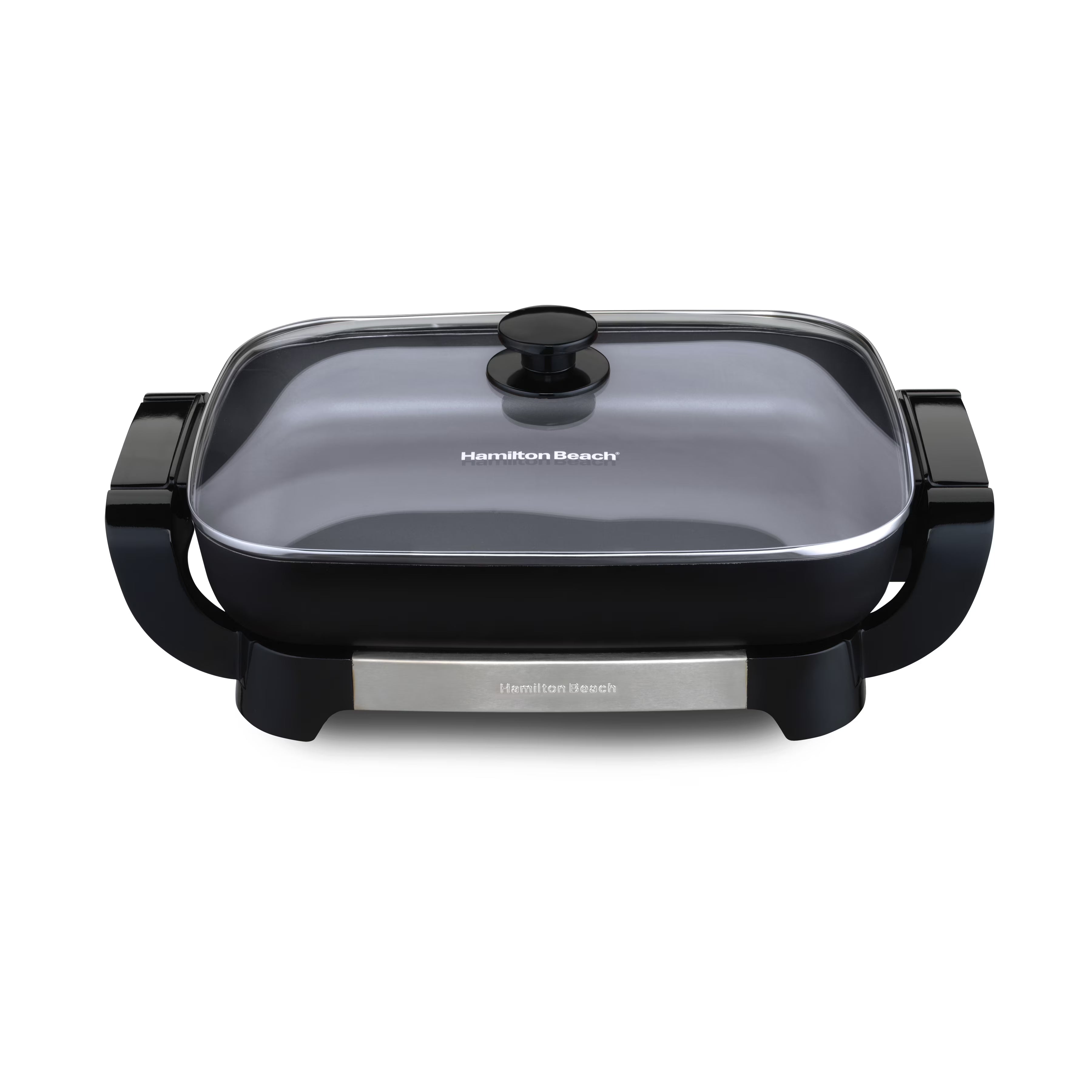 2026 New Hamilton Beach Electric Skillet with Lid, 12" x 15" Ceramic Cooking Surface, Reversible Pan, Grey