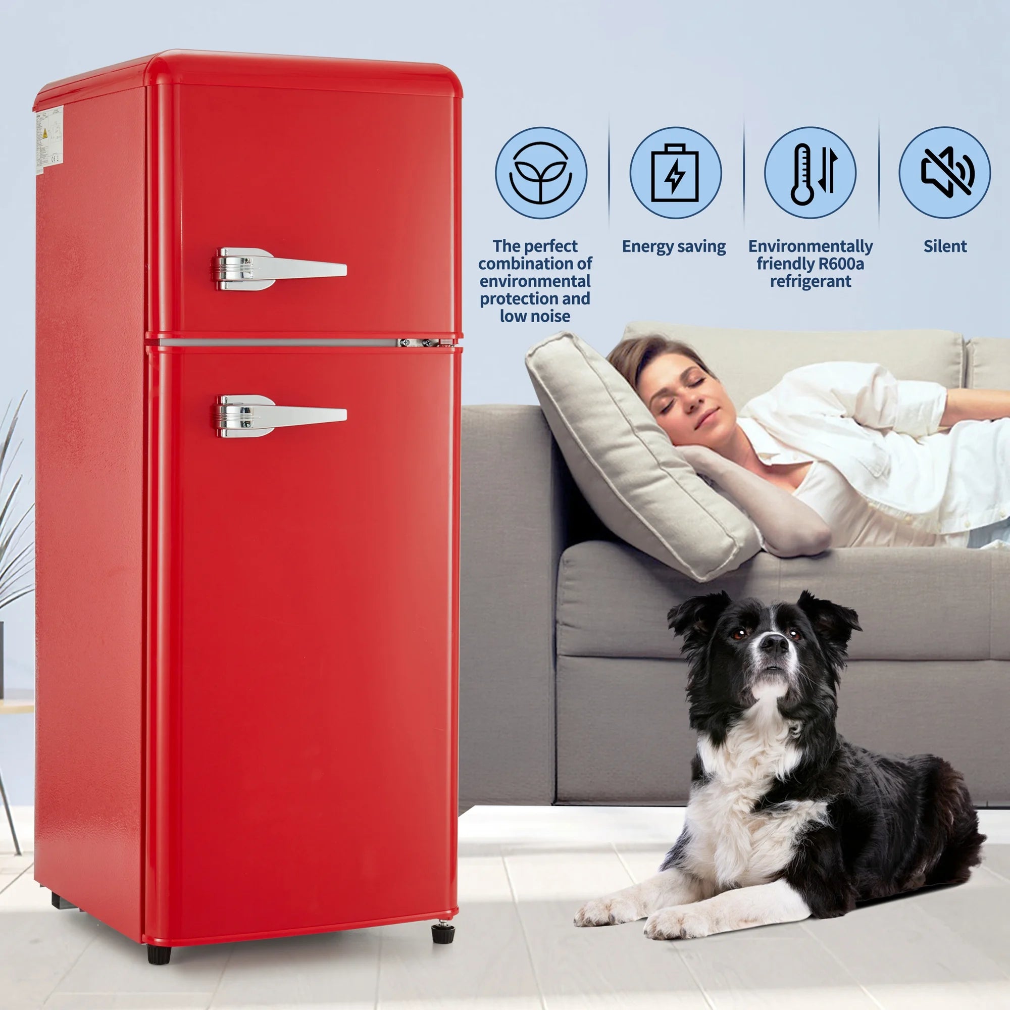 2026 New Harper & Bright Designs Double Door Mini Fridge with Freezer, 3.2 Cu.Ft Compact Refrigerator with Adjustable Shelf, Adjustable Thermostat and Reversible Door for Bedroom, Dorm, Home Office, White - Image 41
