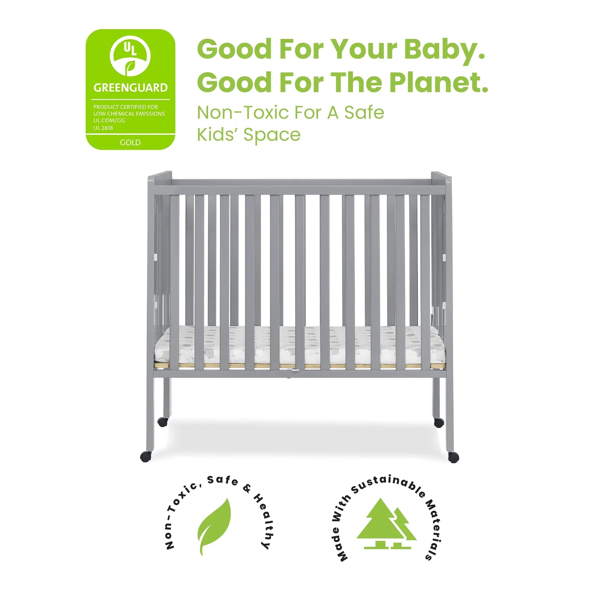 2026 New Delta Children Lee Portable Folding Mini Crib with 1.5-Inch Mattress - Greenguard Gold Certified, Bianca White - Image 21