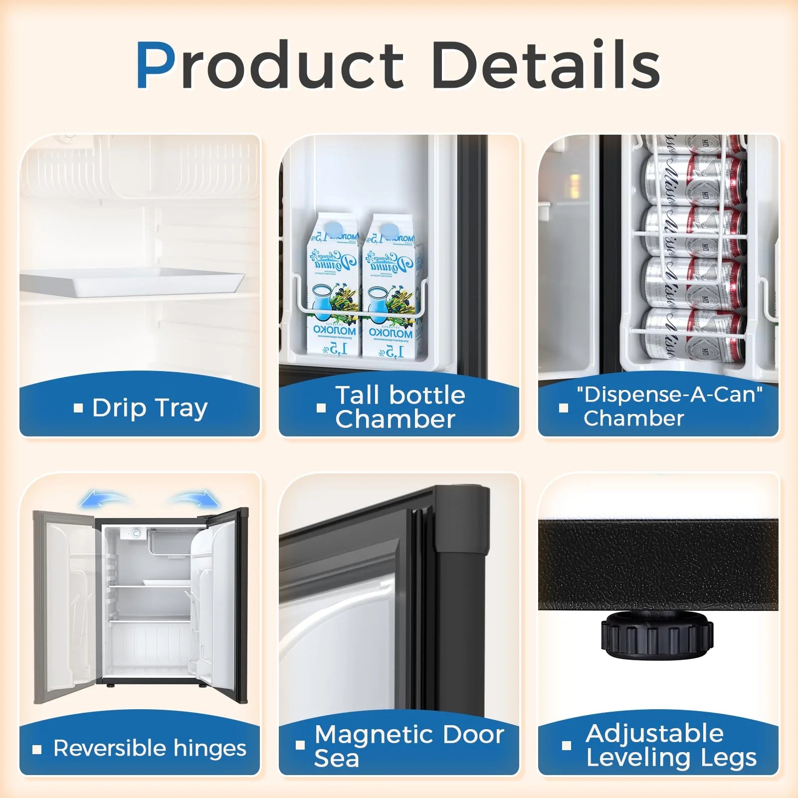 2026 New FREE VILLAGE 2.56 Cu.Ft. Mini Fridge with Freezer, Small Refrigerators with Adjustable Thermostat, Low Noise, Energy Saving, Compact Refrigerators for College Dorm, Office, Bedroom, Apartment, Black - Image 4