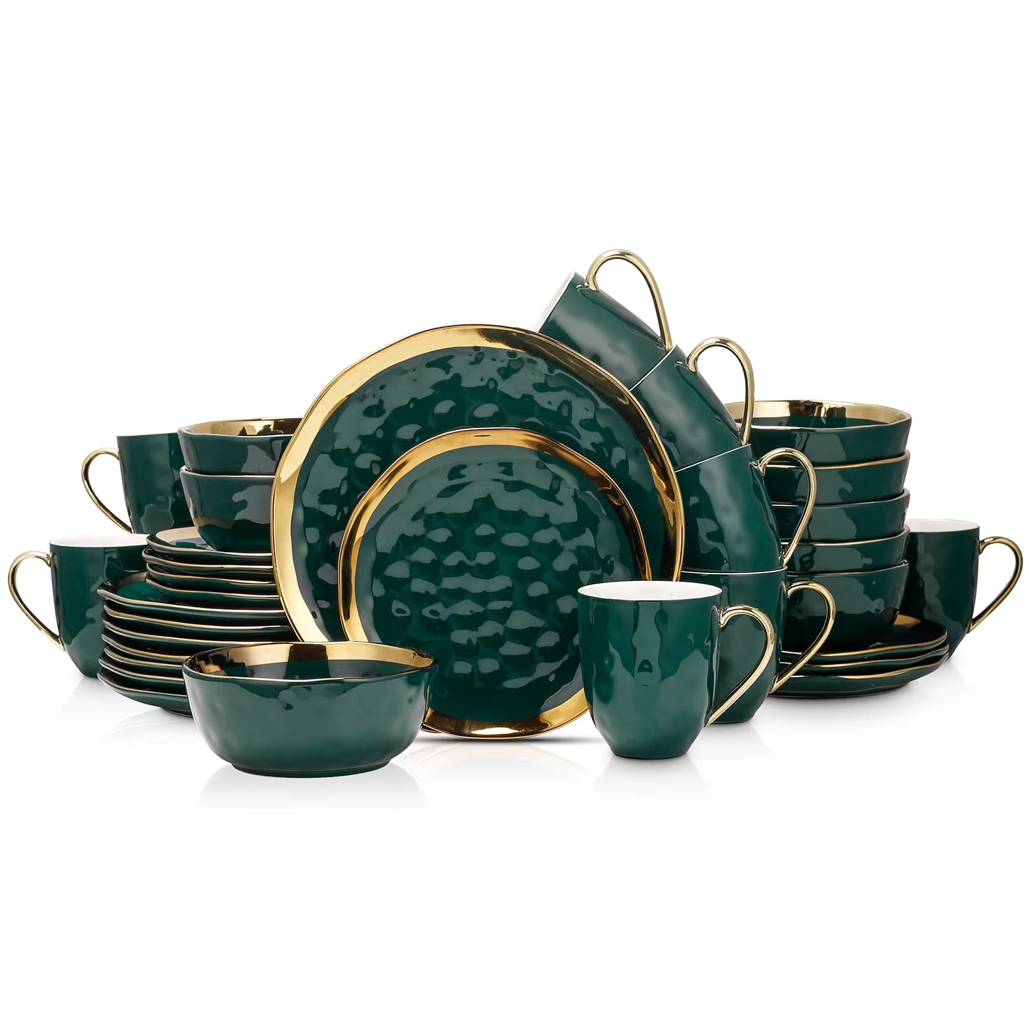 2026 New Stone Lain Florian 32-Piece Dinnerware Set Porcelain, Green