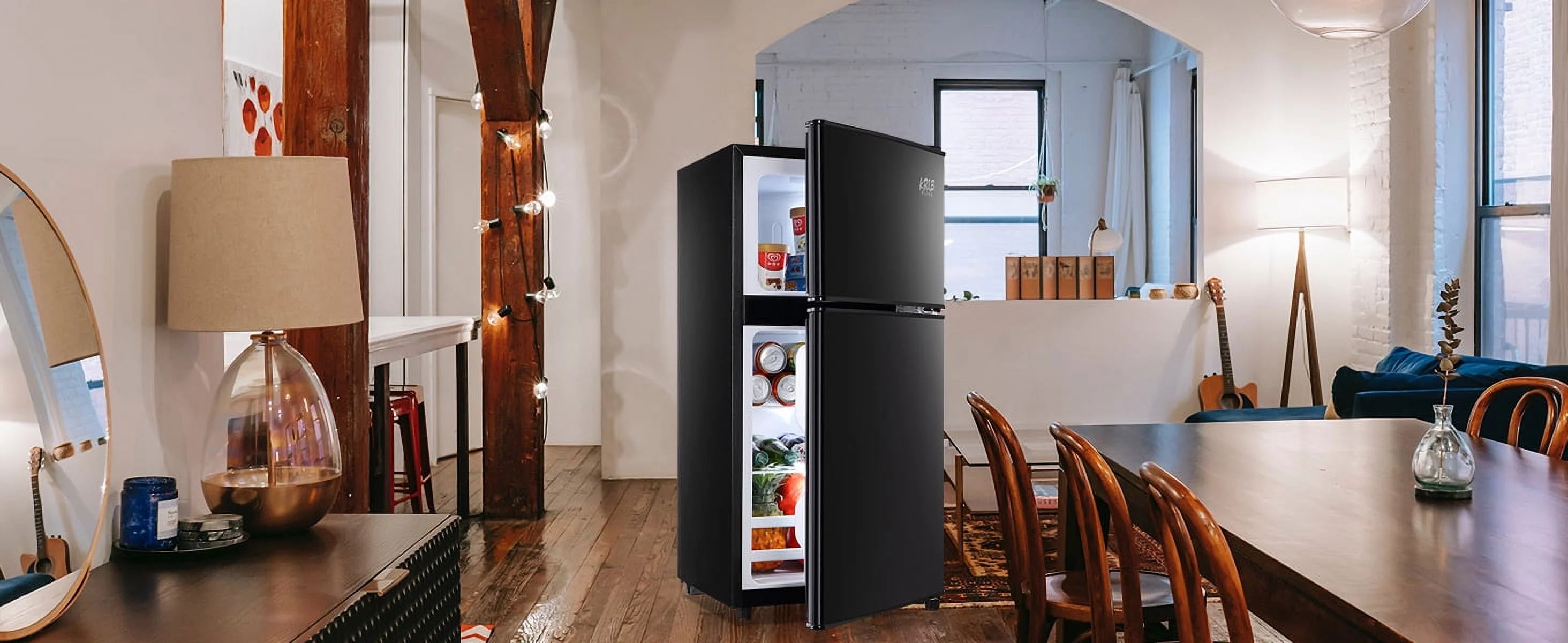 2026 New Harper & Bright Designs Double Door Mini Fridge with Freezer, 3.2 Cu.Ft Compact Refrigerator with Adjustable Shelf, Adjustable Thermostat and Reversible Door for Bedroom, Dorm, Home Office, White - Image 35