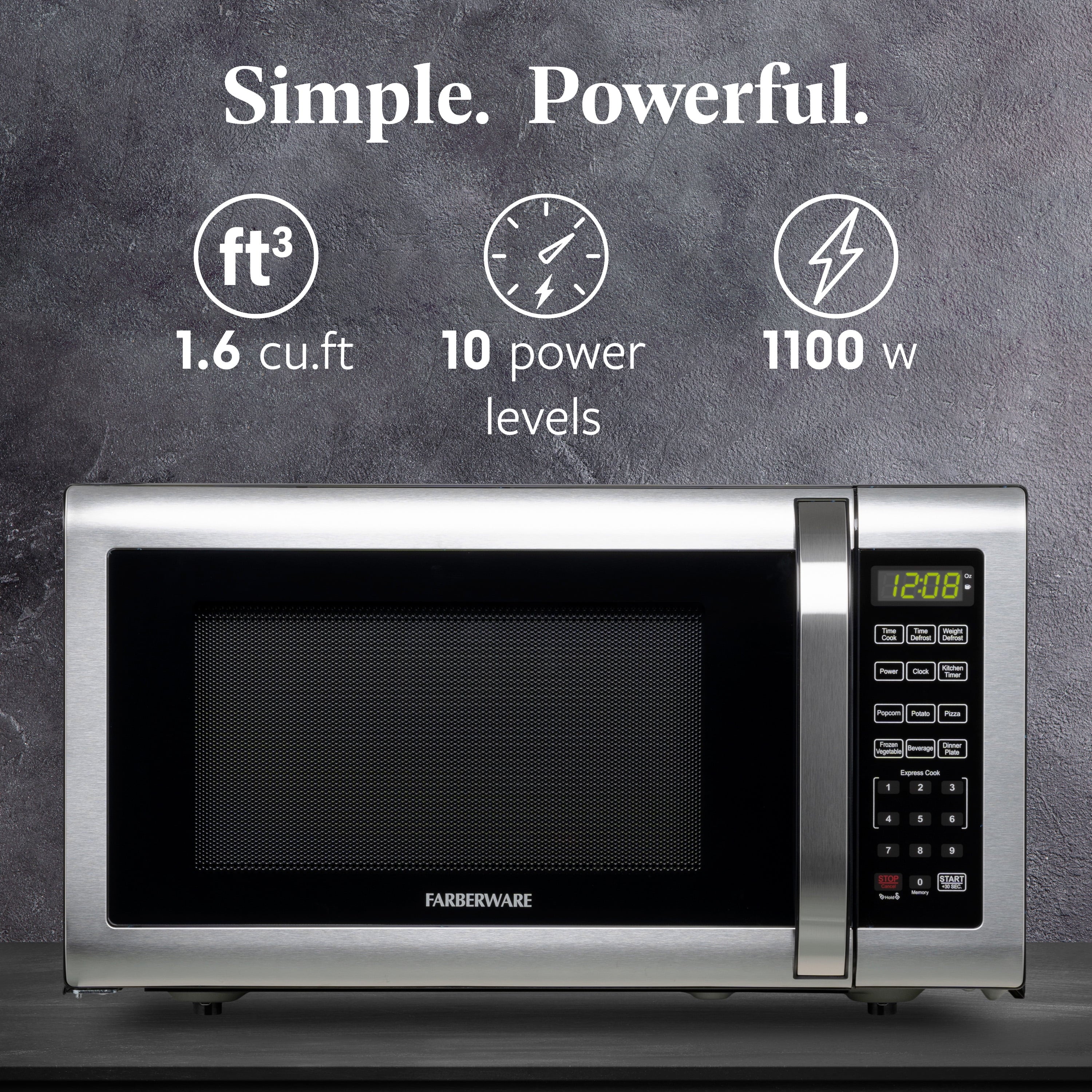 2026 New Farberware Countertop Microwave Ov 1100 Watts, 2.2 cu ft - Smart Sensor With LED Lighting and Child Lock - Perfect for Apartments and Dorms - Easy Clean Black Interior, Stainless Steel - Image 39