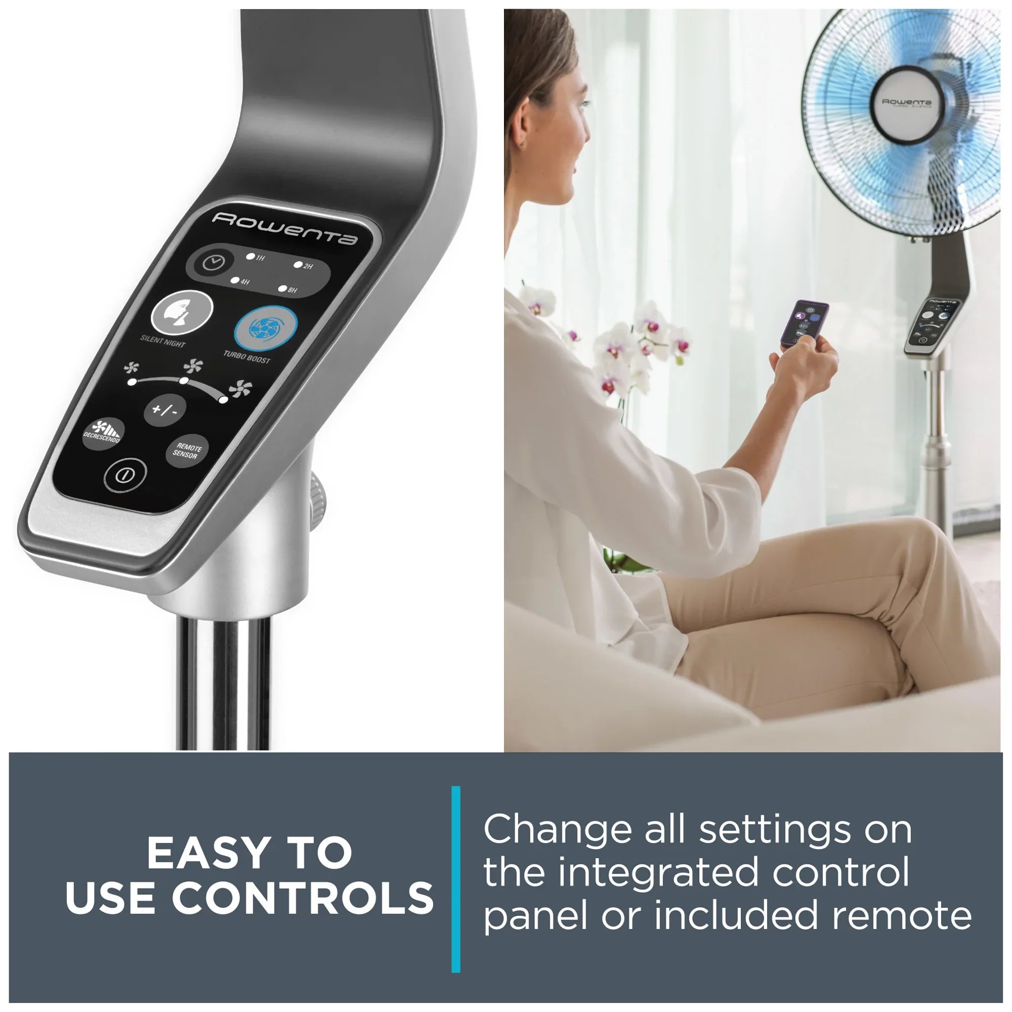2026 New Rowenta Turbo Silence Standing Floor Fan with Remote, 53 Inch, Portable, 5 Speeds, VU5670 - Image 6