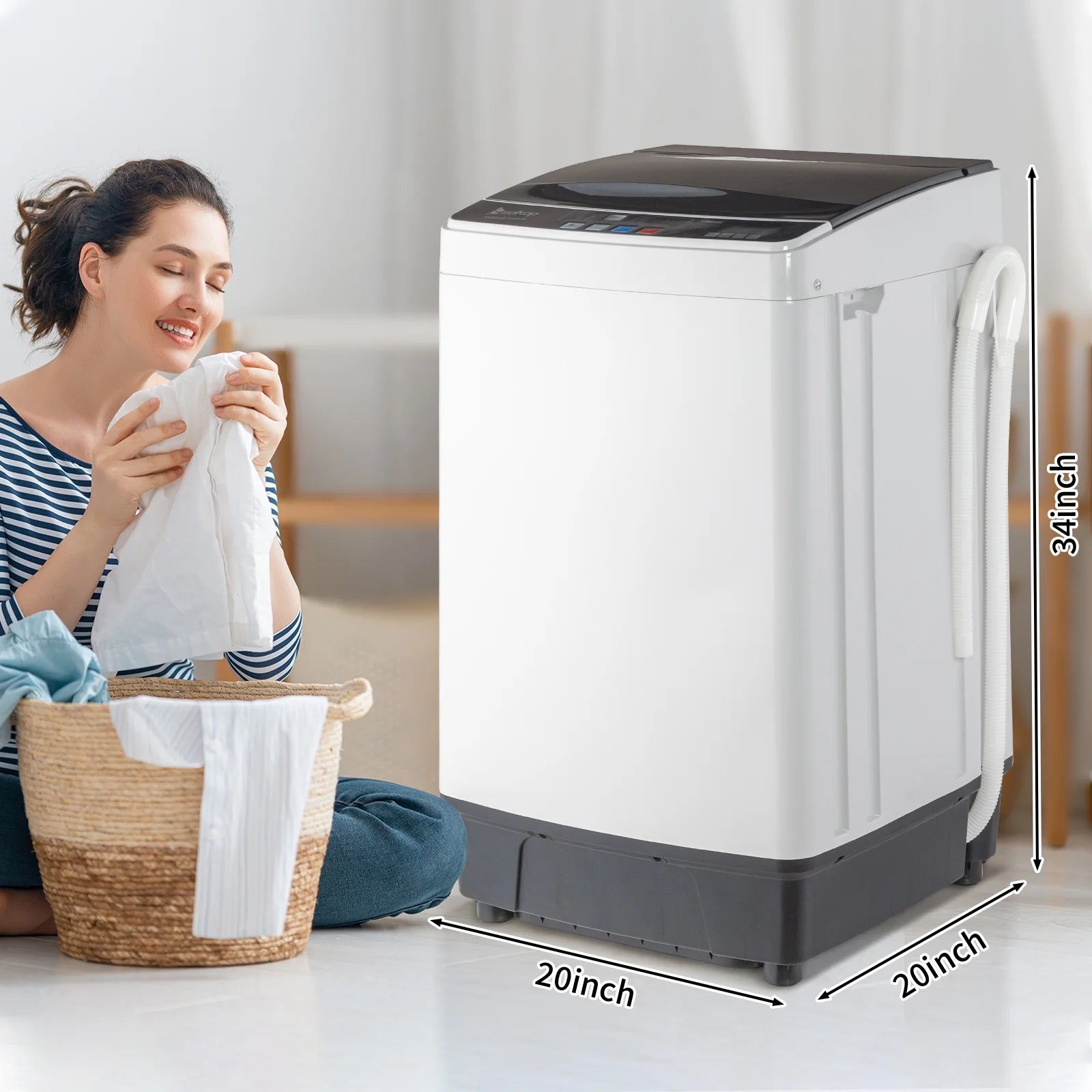 2026 New BAYUELSWU Portable Washing Machine 17.6lbs Full-Automatic Washing Machine, Apartment Washing Machine 10 programs 8 Water Level Selections with Led Display for Apartment, Home, Dorm, RV - Image 4