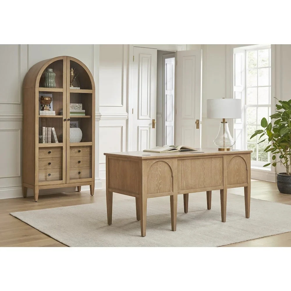 2026 New Modern Wood Arched Display Cabinet/Bookcase Fully Assembled Light Brown - Image 6