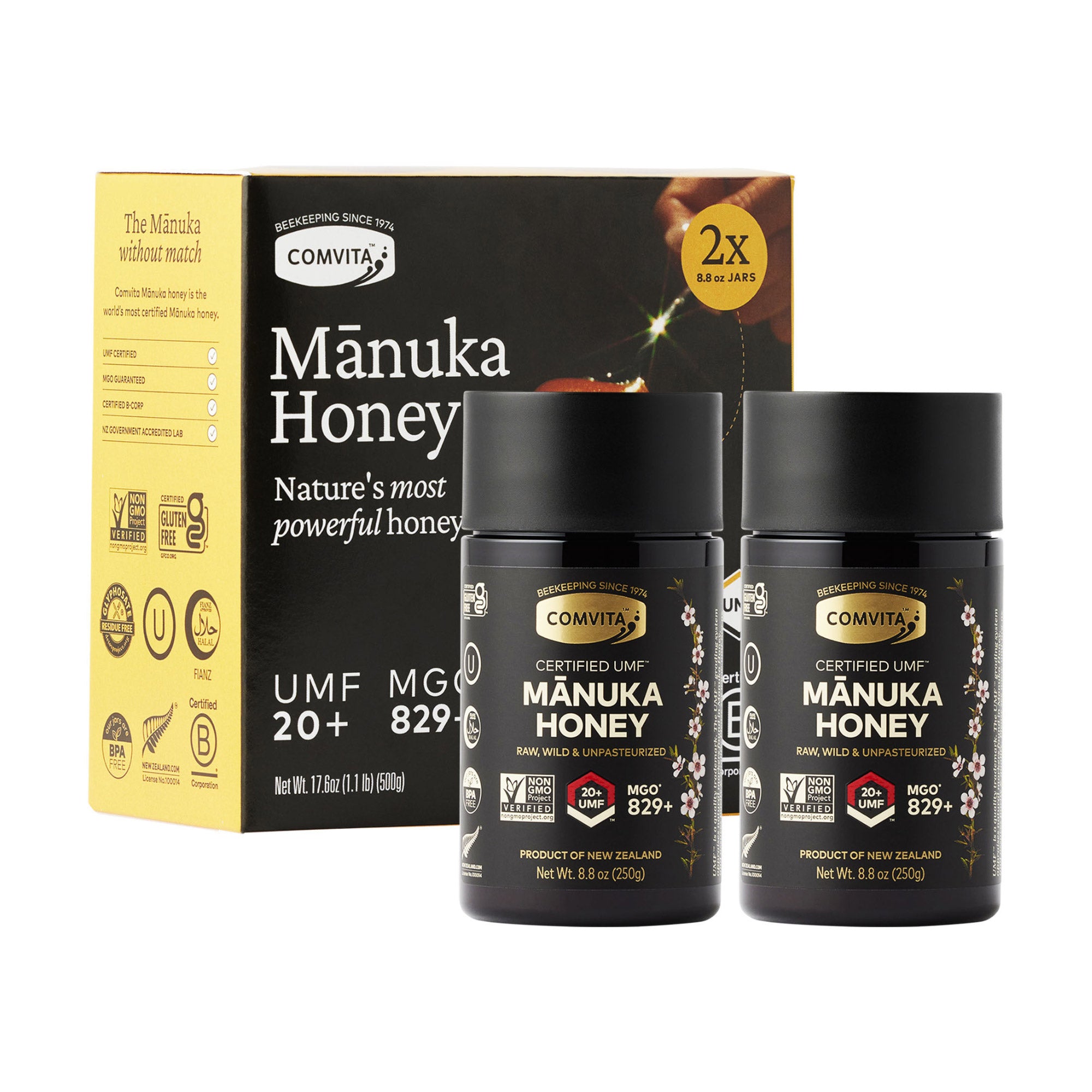 2026 New Comvita Certified UMF 20+ (MGO 829+) Raw Manuka Honey 8.8 oz (2-pack)