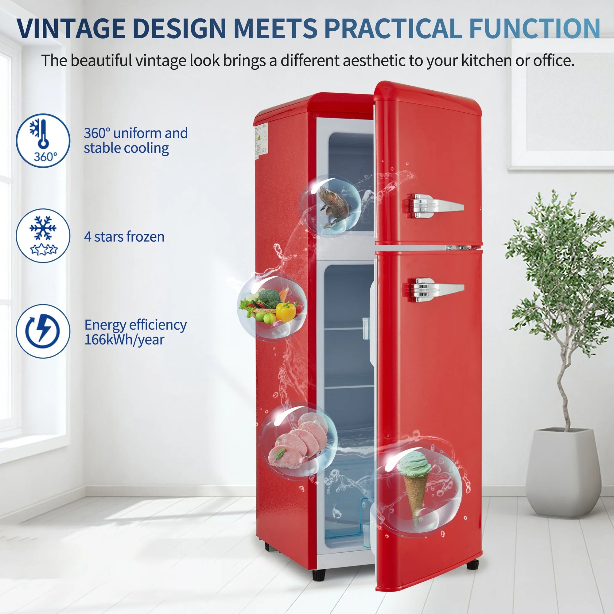 2026 New Harper & Bright Designs Double Door Mini Fridge with Freezer, 3.2 Cu.Ft Compact Refrigerator with Adjustable Shelf, Adjustable Thermostat and Reversible Door for Bedroom, Dorm, Home Office, White - Image 39