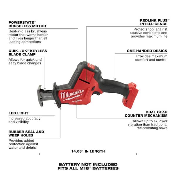 2026 New M18 FUEL 18-Volt Lithium-Ion Brushless Cordless Hammer Drill/HACKZALL/Impact Driver Combo Kit 3-Tool with (4) Batteries - Image 6