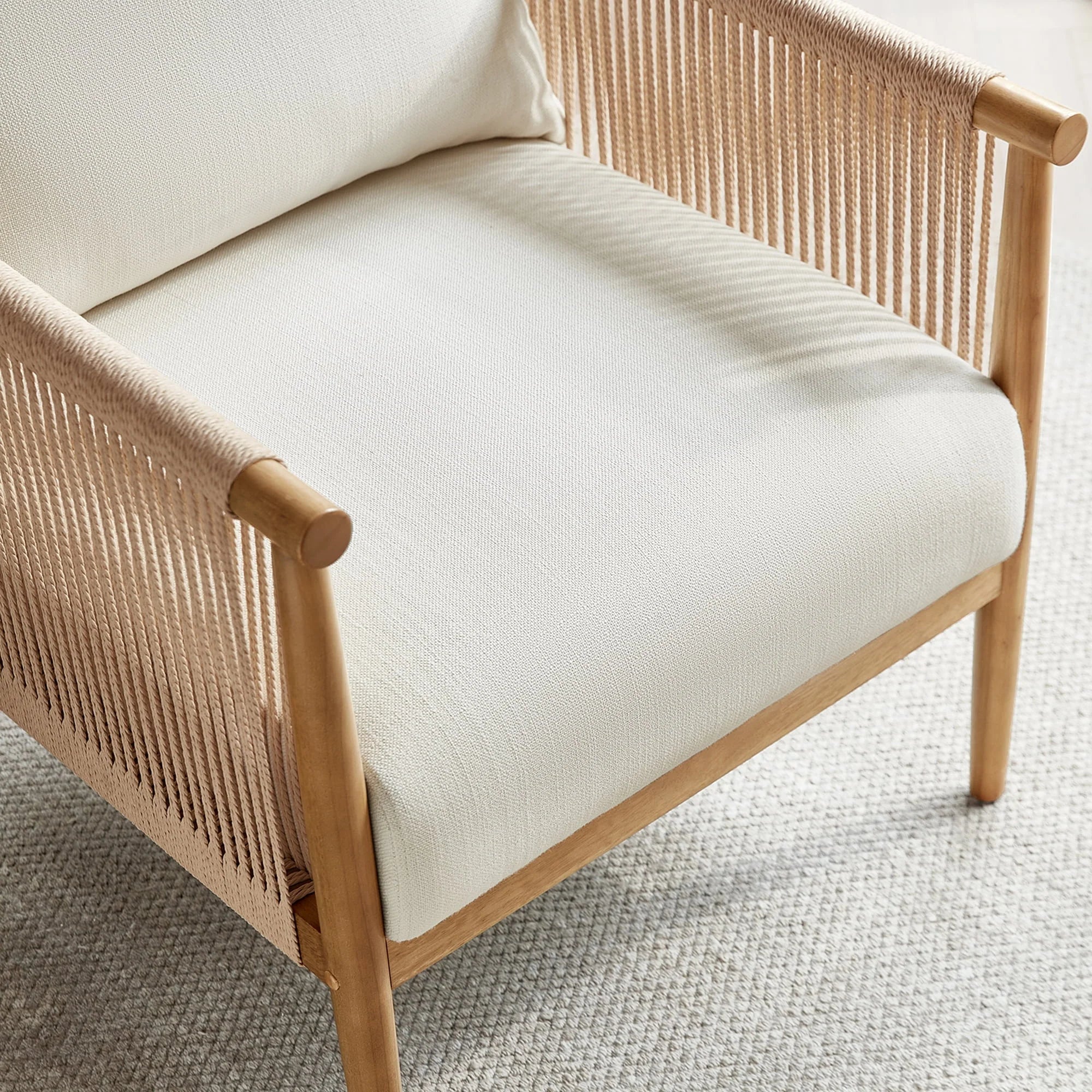 2026 New CHITA Modern Accent Chair, Braid Armchair Living Room Chair, Cream - Image 8