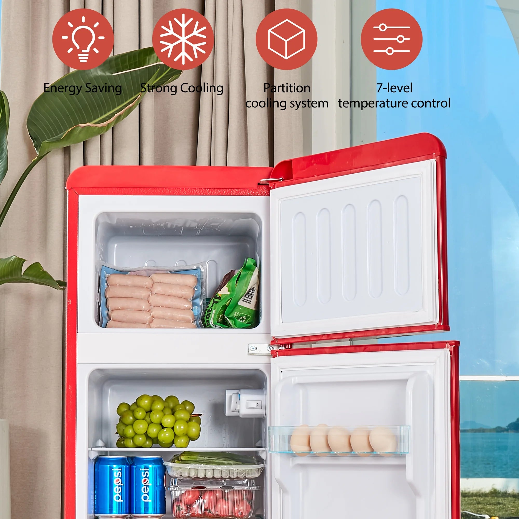 2026 New Harper & Bright Designs Double Door Mini Fridge with Freezer, 3.2 Cu.Ft Compact Refrigerator with Adjustable Shelf, Adjustable Thermostat and Reversible Door for Bedroom, Dorm, Home Office, White - Image 40