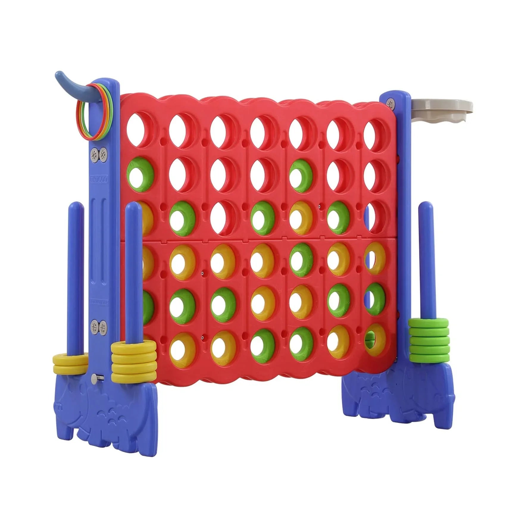 2026 New UNICOO® 3-in-1 Giant 4 in A Row Game, Featuring Basketball Hoop, Ring Toss Game & 4-to-Score Game. Perfect for Kids & Adults, Parties & Gatherings with Carrying Bag (Red + Blue) - Image 3