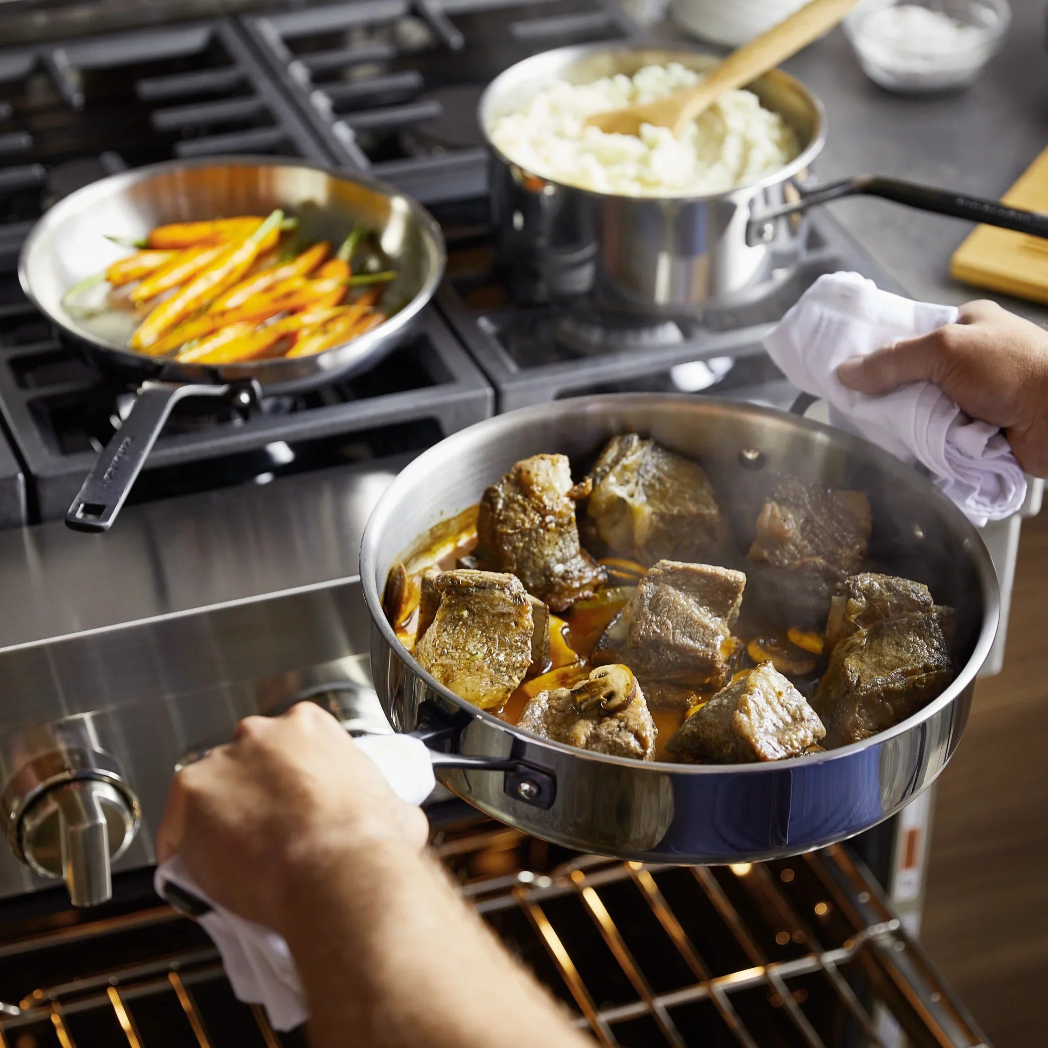 2026 New KitchenAid 5-Ply Clad 10 Pcs Stainless Steel Cookware Induction Pots and Pans Set, Dishwasher Safe, Metal Utensil, Broiler and Oven Safe to 500" F, Polished Stainless Steel - Image 7