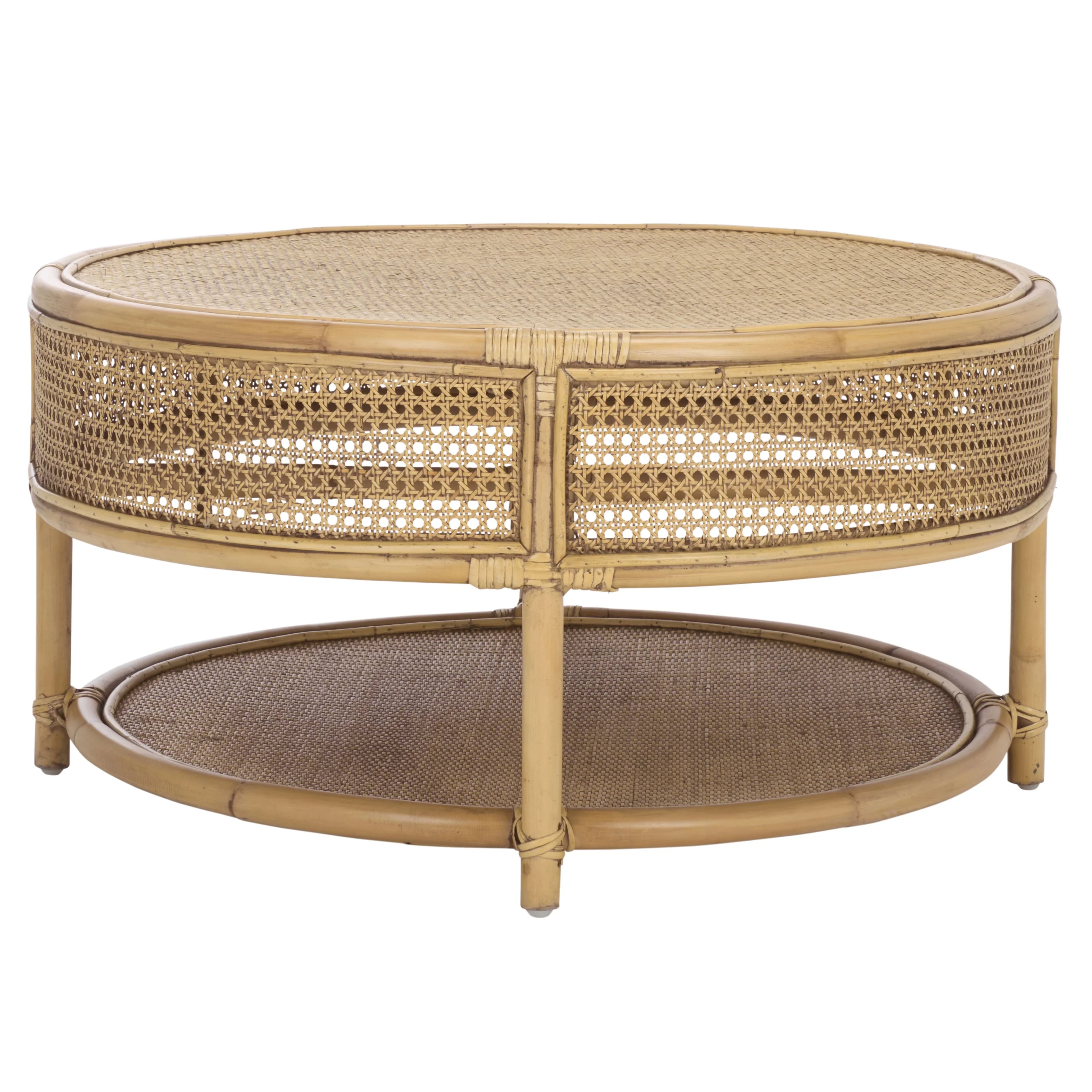 2026 New SAFAVIEH Modern Round Rattan Coffee Table, Natural - Image 15