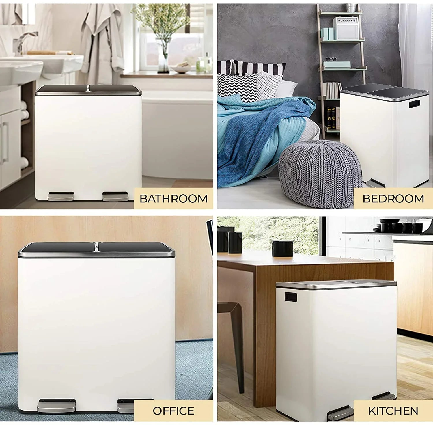2026 New LAZY BUDDY Dual Garbage Can, Stainless Steel 16 Gallon Step Kitchen Trash Can with Soft-Close Lid, Double Compartment Garbage Recycling Bin - Image 24