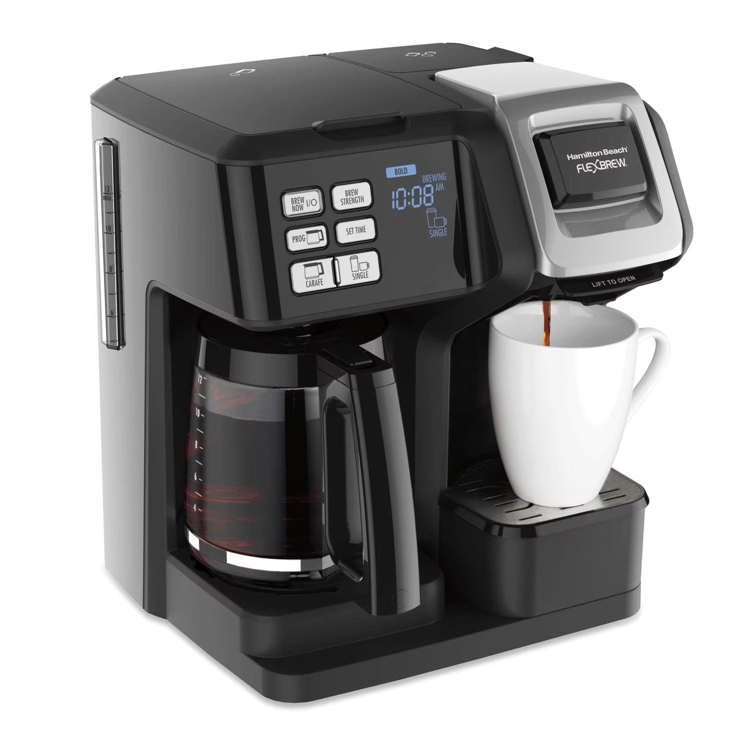 2026 New Hamilton Beach 49976 FlexBrew Trio 2-Way Coffee Maker, Compatible with K-Cup Pods or Grounds, Combo, Single Serve & Full 12c Pot, Black