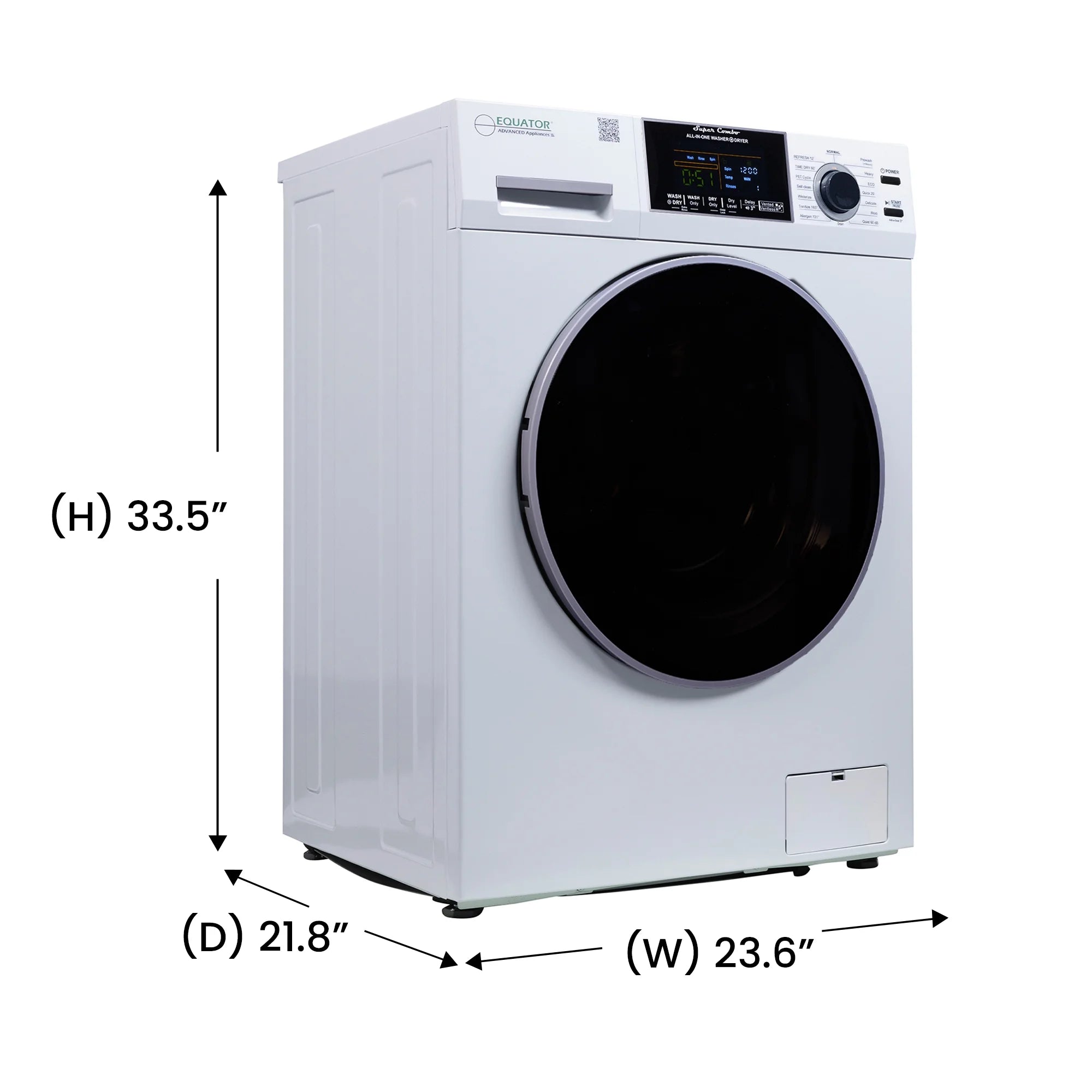 2026 New Equator Combination Washer Dryer Ventless/Vented Pet cycle 1.62cf/15lbs 110V with Adjustable legs - Image 18
