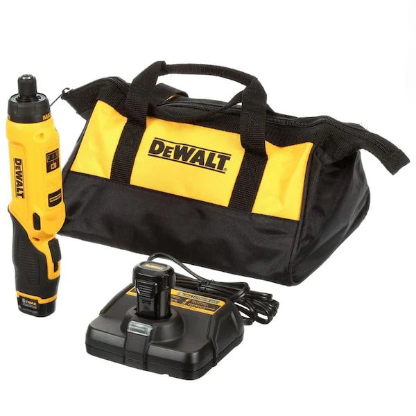 2026 New 8V MAX Cordless Gyroscopic Screwdriver with Adjustable Handle, (2) 1.0Ah Batteries, Charger, and Bag