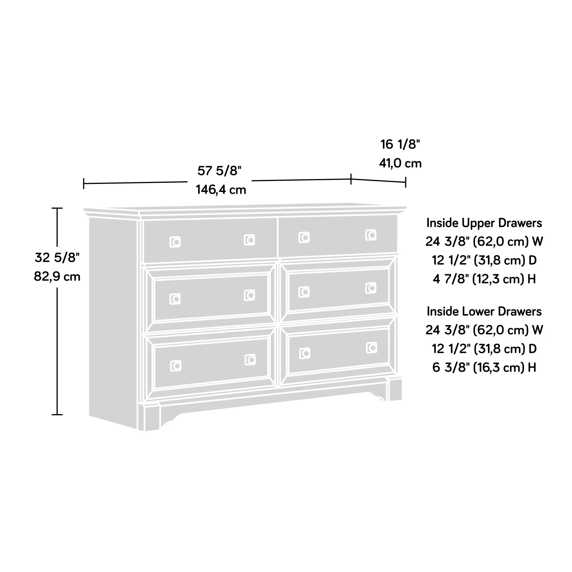 2026 New Sauder Palladia 6-Drawer Bedroom Dresser, Vintage Oak Finish - Image 10