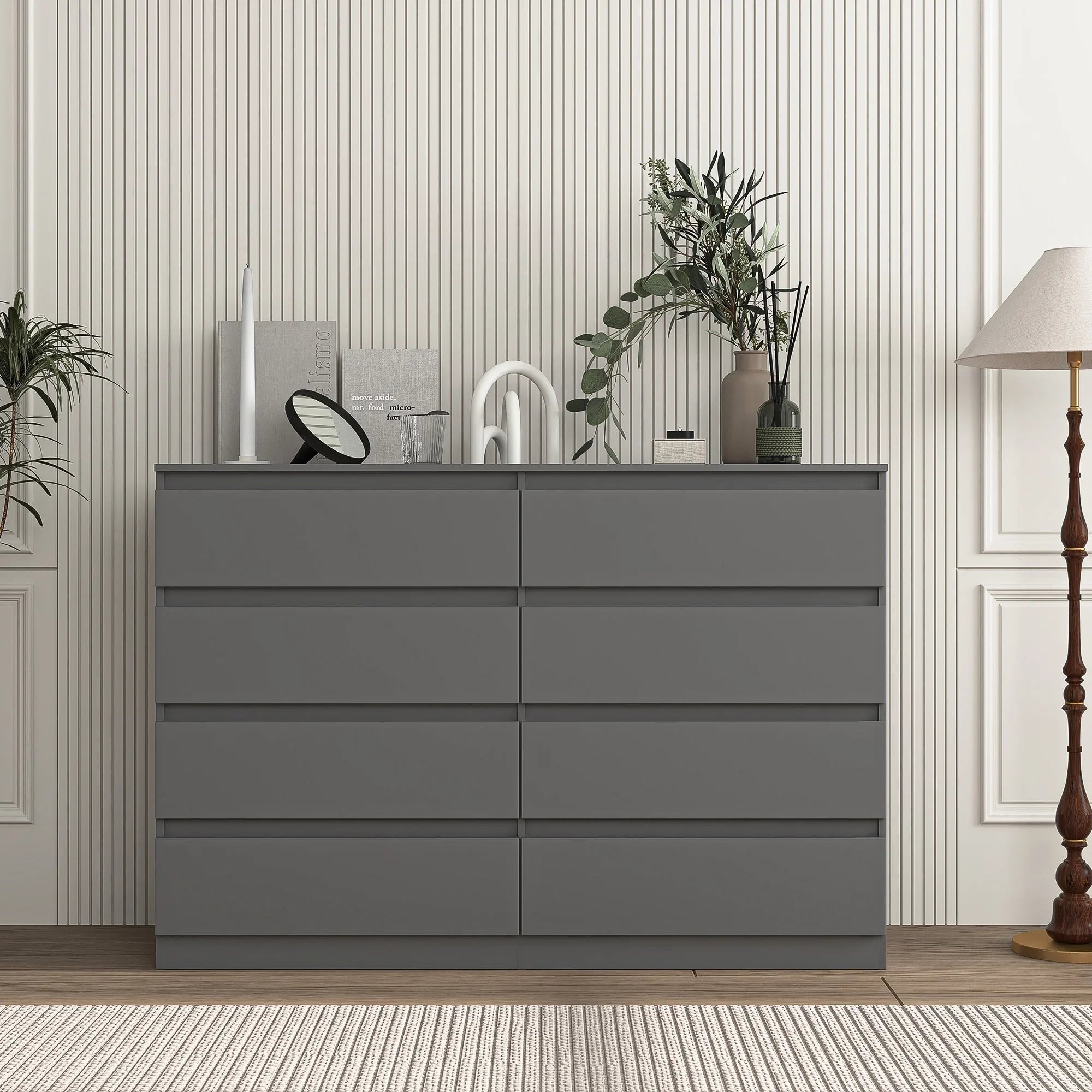 2026 New Kadyn Modern 6 Drawer Dresser Wood Cabinet,Dresser for Bedroom, Kitchen Storage Cabinet with Drawers, Chest of Drawers(Black) - Image 30