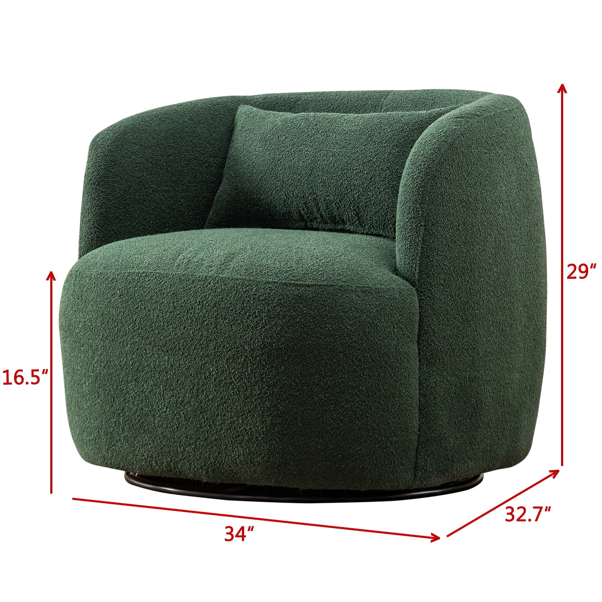 2026 New 34" Wide Boucle Swivel Barrel Chair, No Assembly Round Upholstered Armchair Accent Chair Single Sofa Chair with Toss Pillow for Living Room and Bedroom, Taupe - Image 35